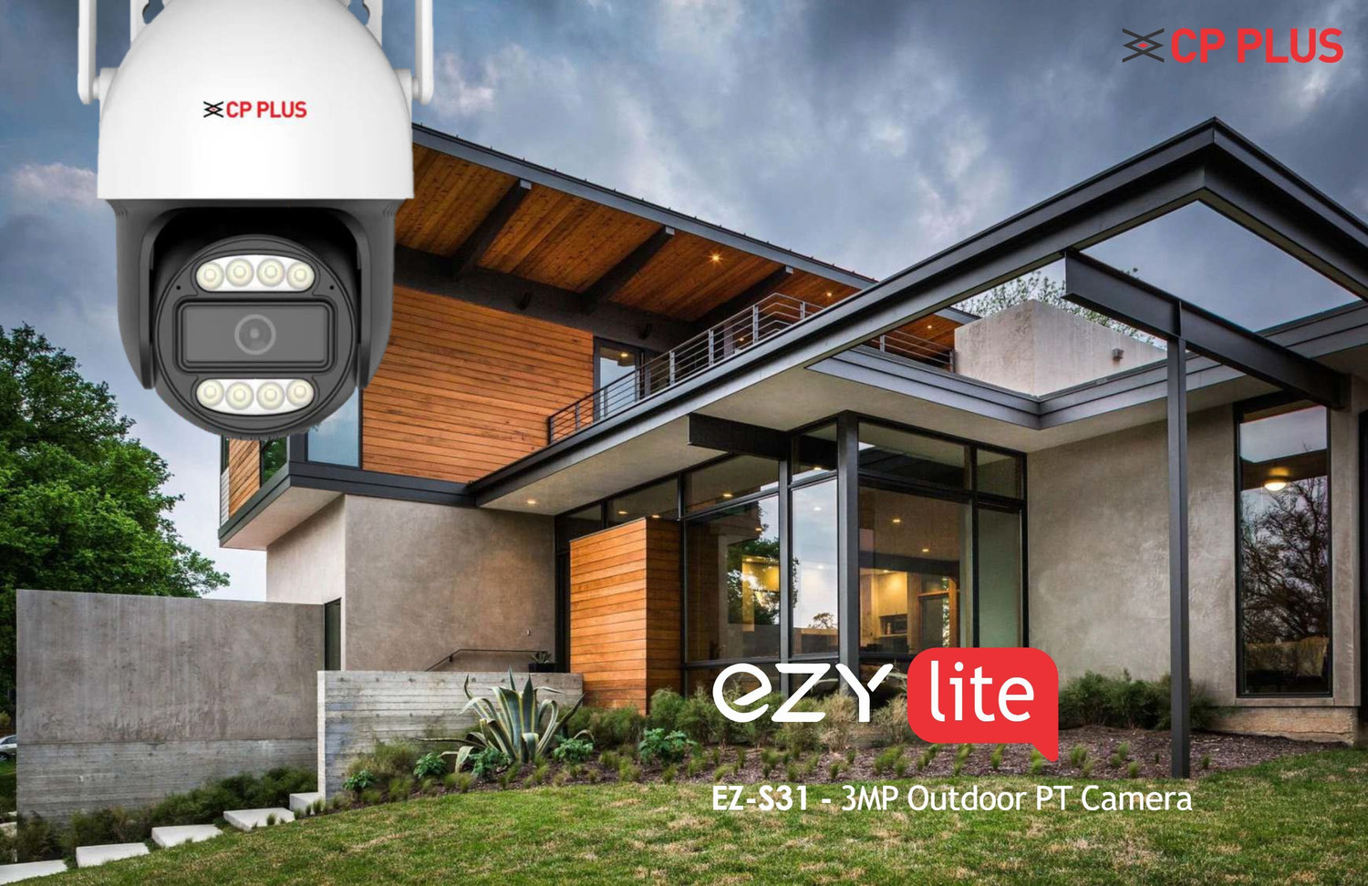 Image of CP PLUS EZ-S31 3MP FULL COLOUR PT WI-FI OUTDOOR CCTV CAM WITH TWO WAY AUDIO Security Camera