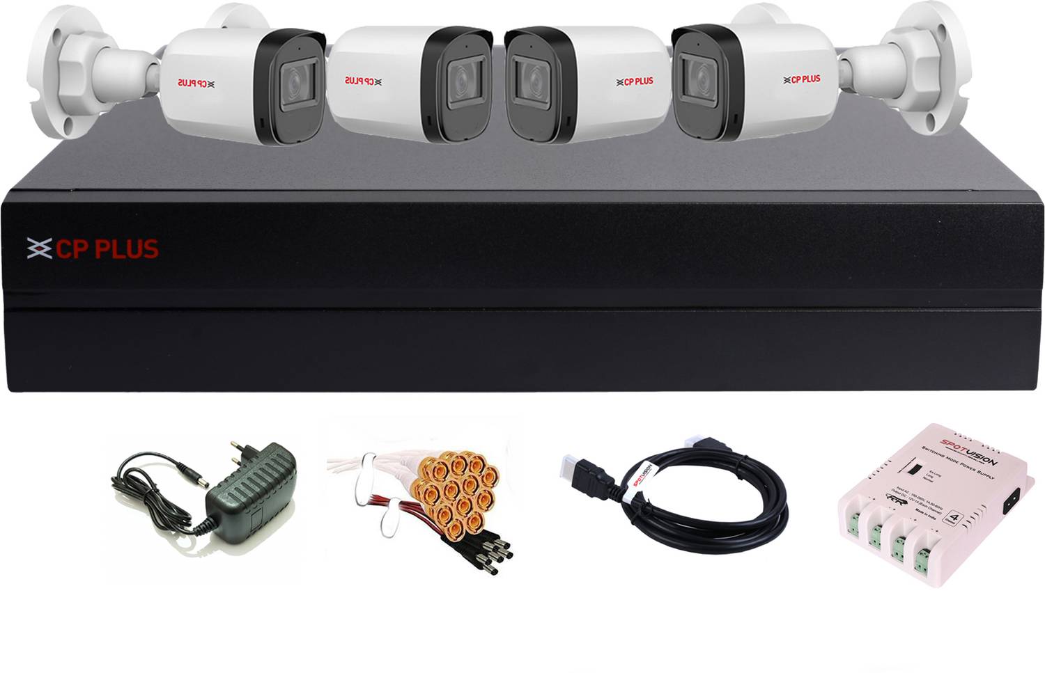 CP PLUS 4 Channel HD DVR 1080P,Higher Resolution 2.4MP FULL HD IP67 Outdoor Camera,C206 Security Camera