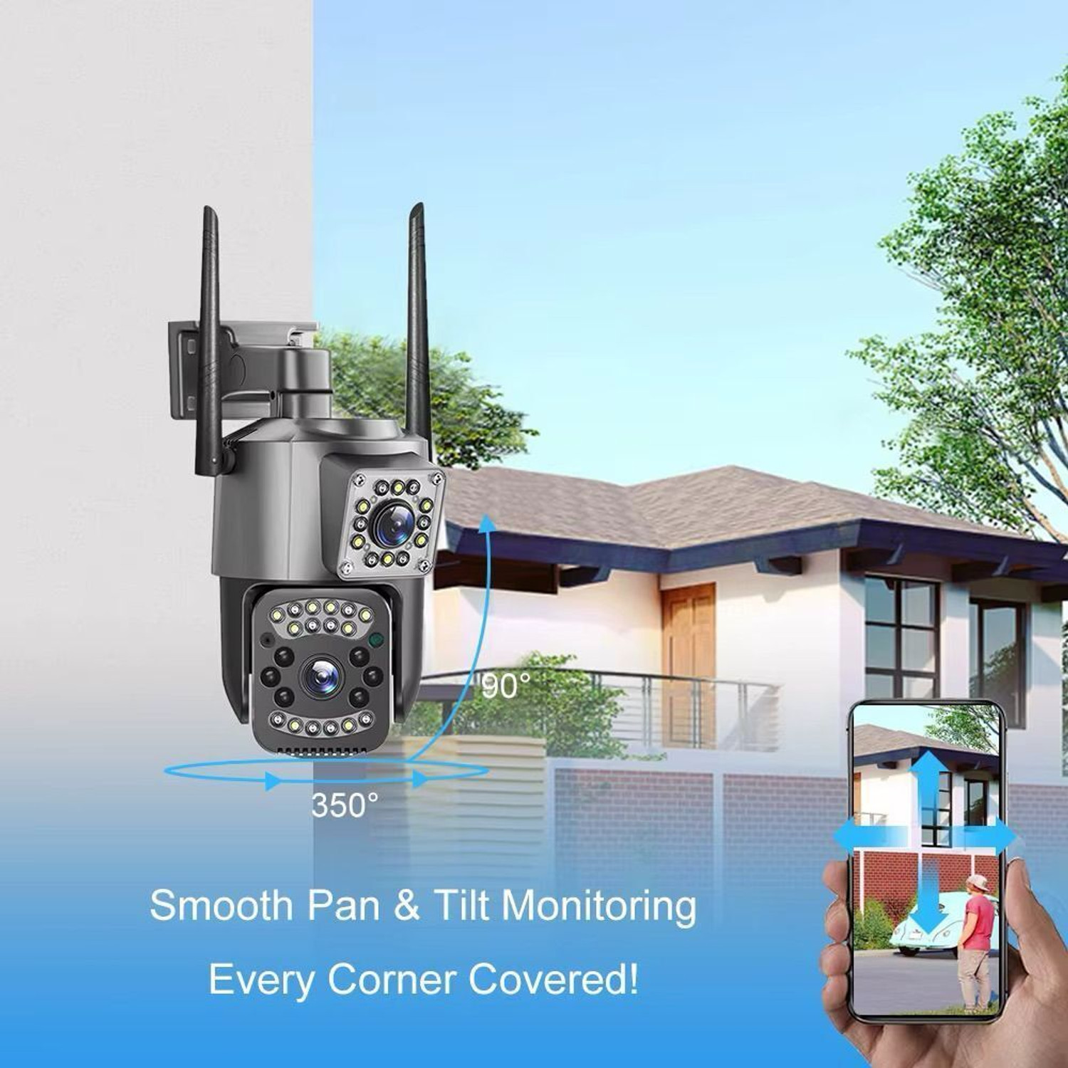 Image of TiMUR Wi-Fi dual 8+8 mp camera cctv 4K Teo way audio ko Security Camera