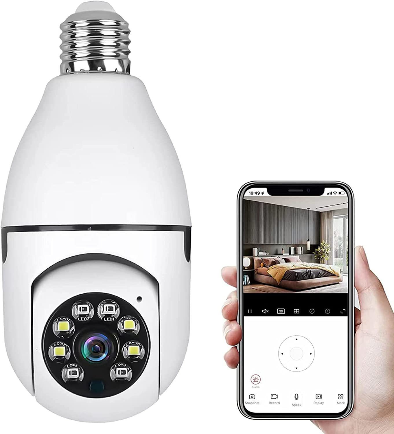 Image of OSHSIZ Ip Network Night Vision Spy 360 Cctv Camera Wifi Ptz Camera Light Bulb Security Camera