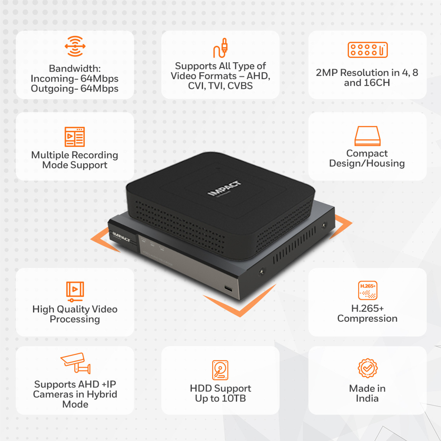 Image of Impact by Honeywell 2MP 6 Bullet + 2 Dome CCTV +8 Channel DVR +1TB HDD+90 mtrs cable Cctv Camera Set Security Camera