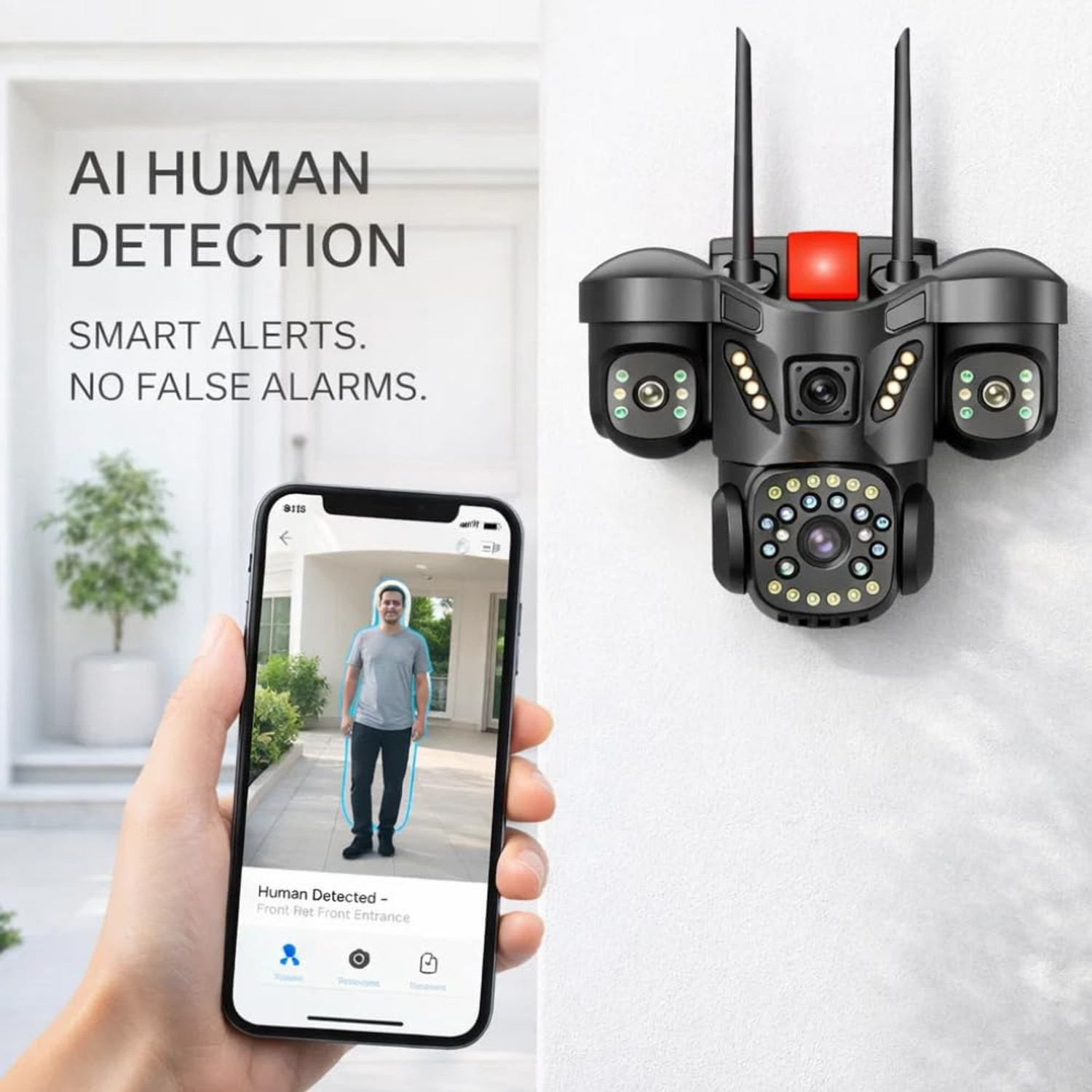 Image of Supercams Trion Triple Lens WiFi CCTV Camera | (5MPx3) Ultra HD Outdoor Security Camera