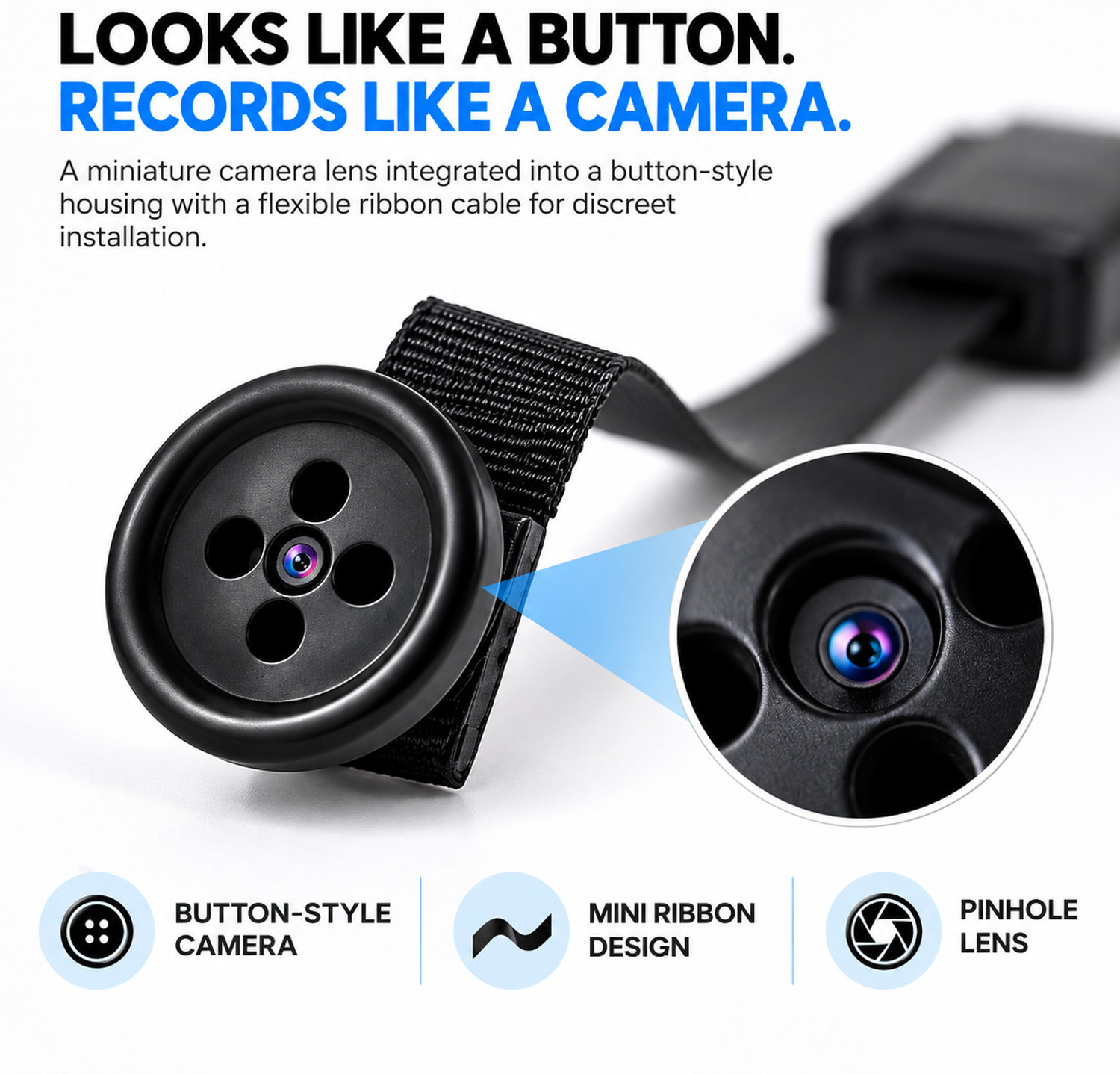 Image of MICAWAS 4K Ultra HD WiFi Button Spy Camera Security Camera (1 Channel)