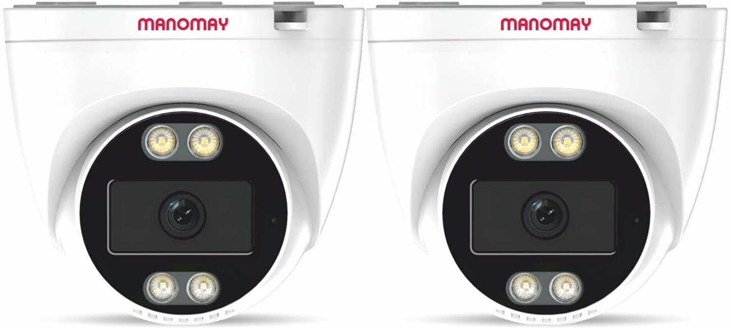 Image of Manomay Pack of 2 BIS STQC Certified 3MP WiFi Dome AI Human Detection Smart Security Camera