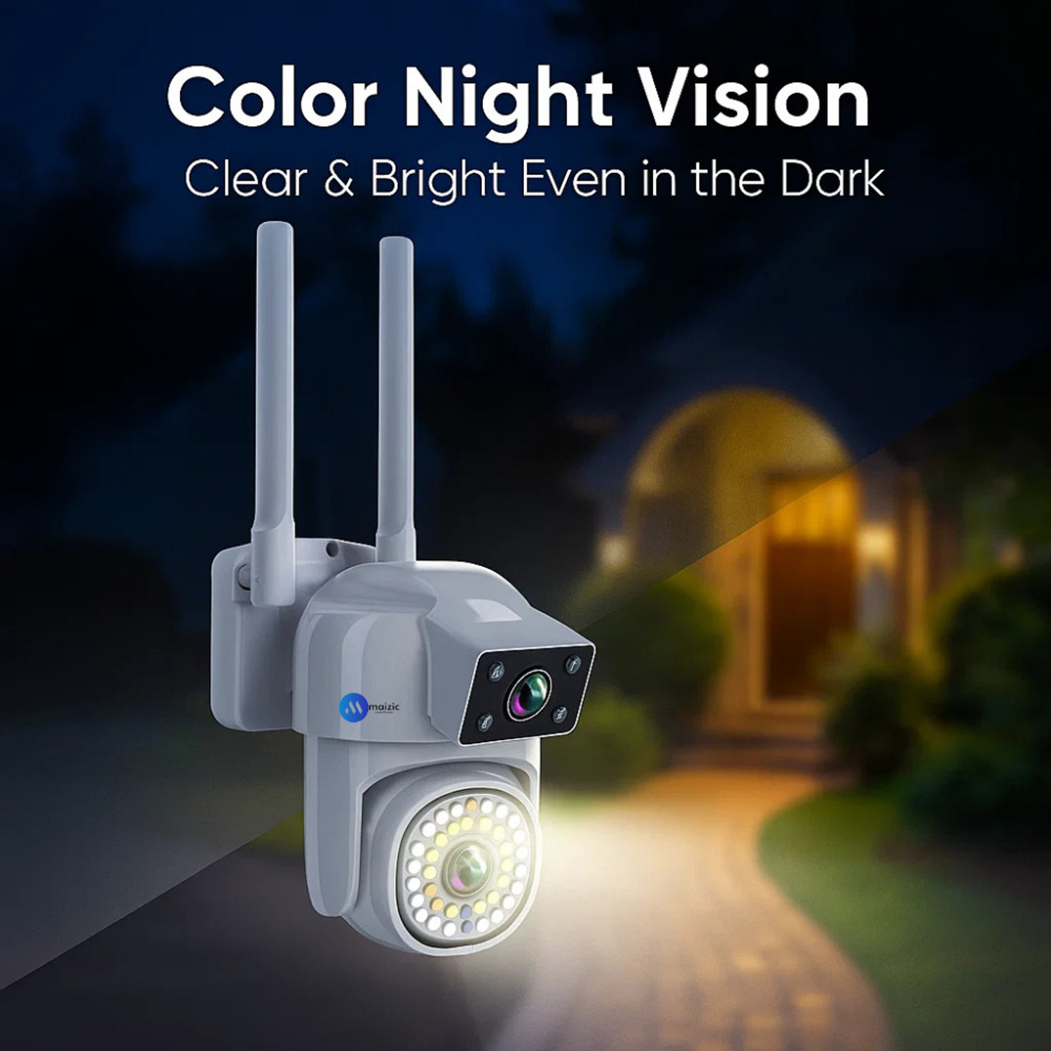 Image of Maizic Smarthome SuperCam 36IRs White 5+5MP UHD Dual Lens /Dual Screen WiFi Outdoor CCTV Camera Security Camera