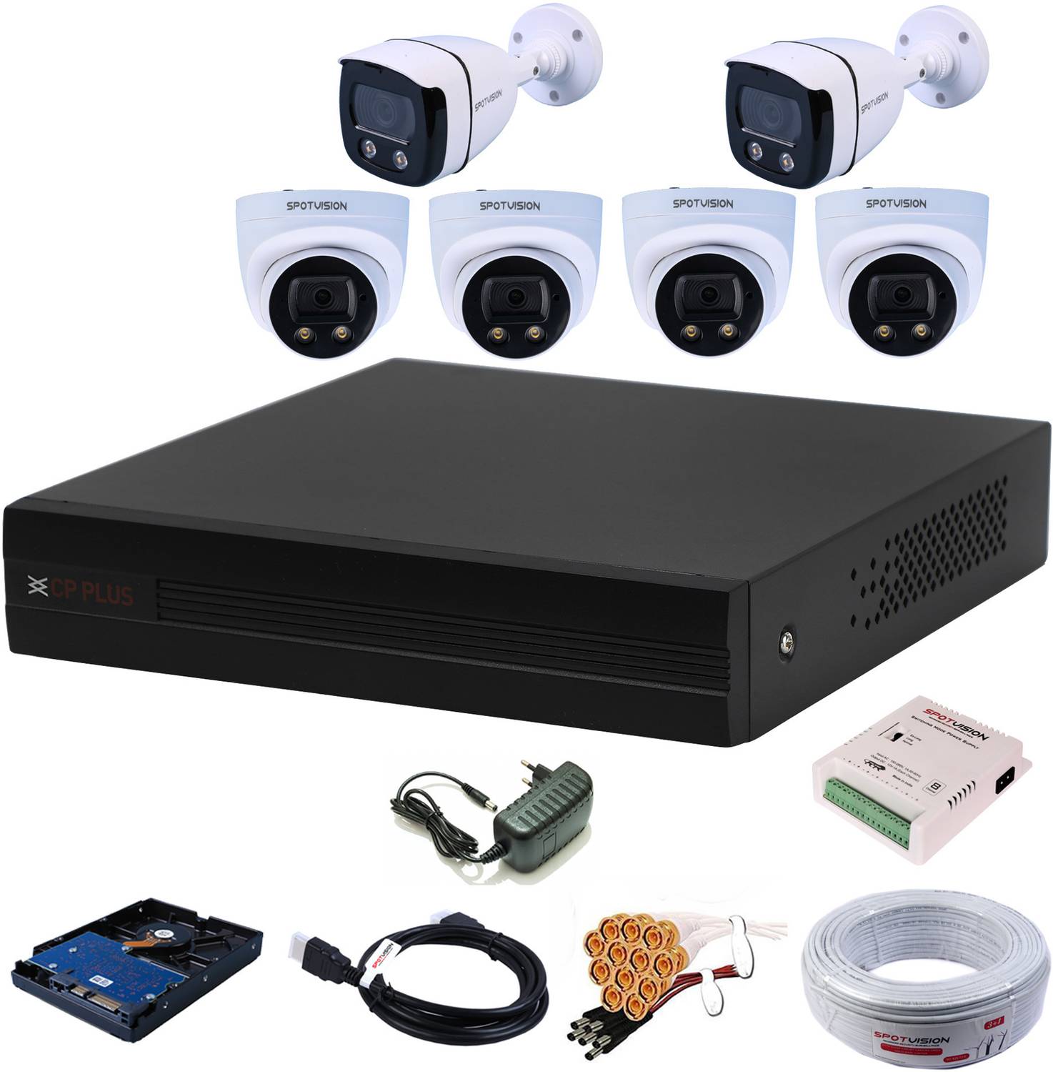 CP PLUS 8 Channal HD DVR 1080p 1Pcs,Colorful VU In Nightvision ,1 TB Hdd combo set Security Camera