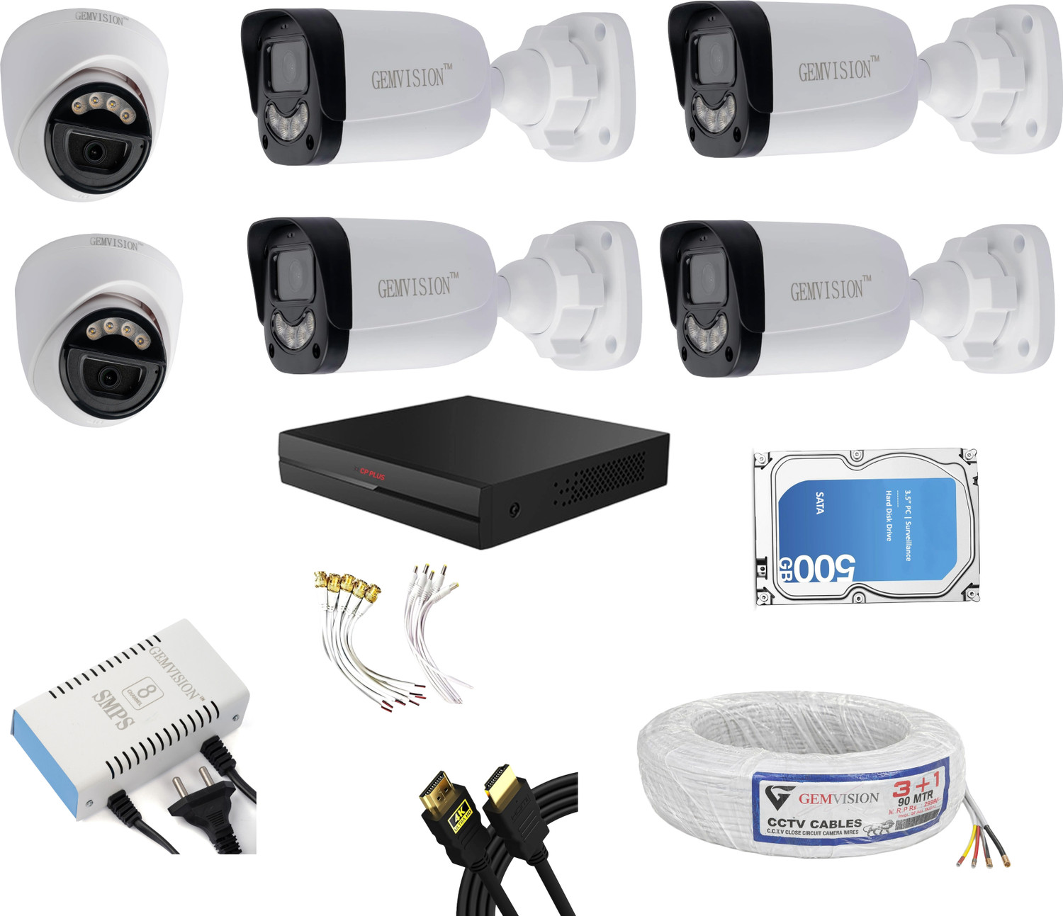 Image of CP PLUS 3MP CCTV Camera Kit With 2 Indoor 4 Outdoor Camera color Vu With Audio Security Camera