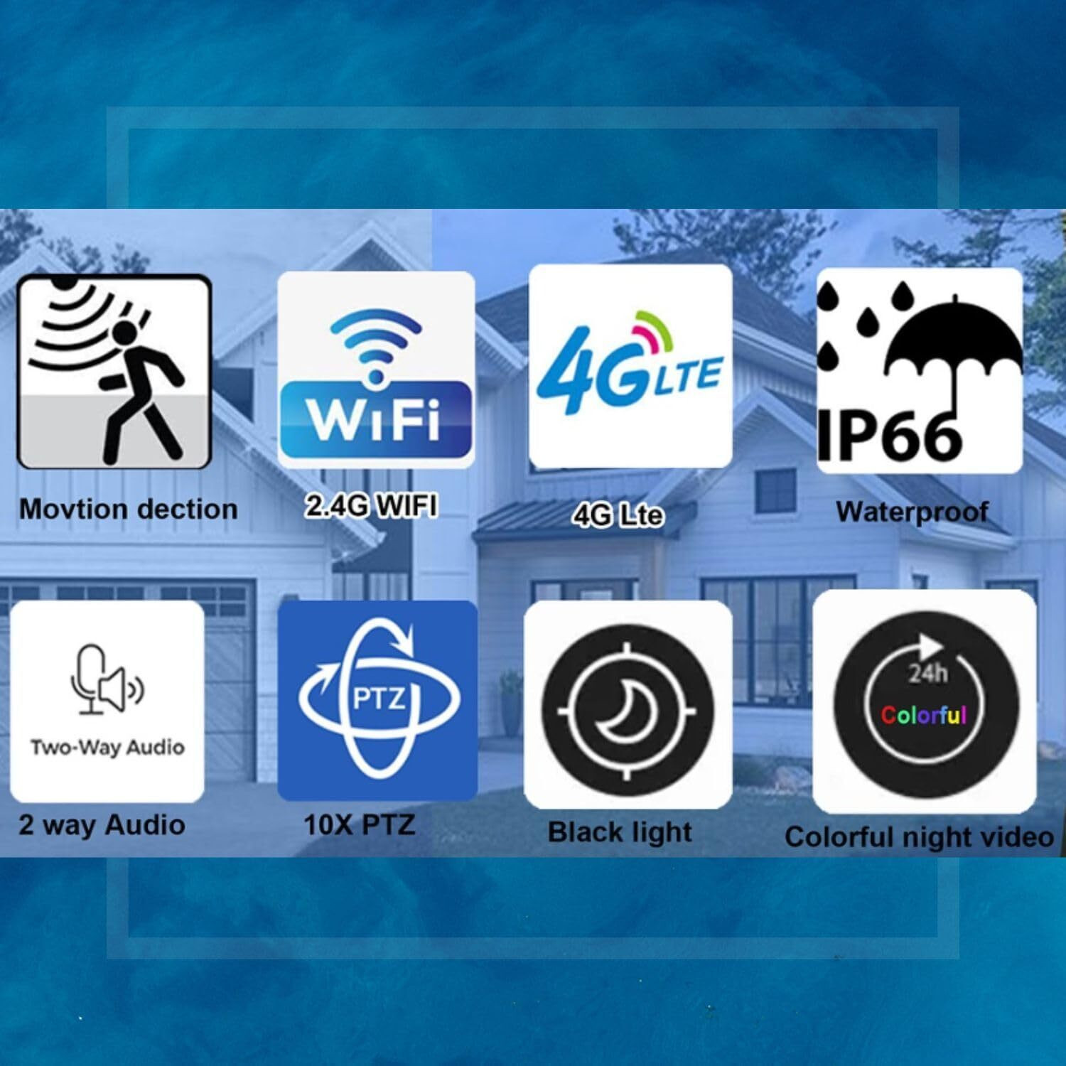 Image of SIOVS HD Dual Lens PTZ 4G SIM Camera Monitor WiFi 360 View TwoWay Audio Night Vision Security Camera