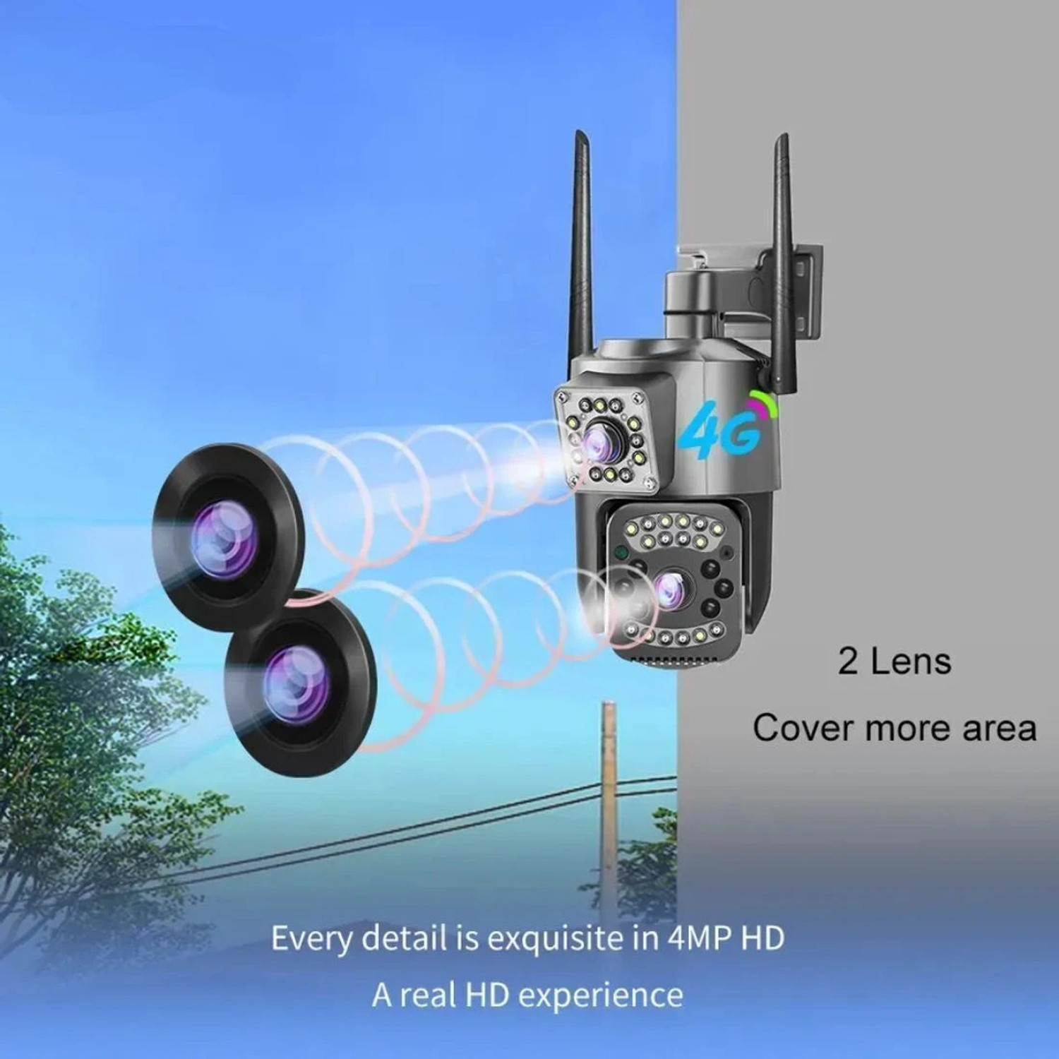 Image of OneXsale 8+8MP 4G Wireless CCTV Night Vision Motion Alerts, SD & Sim Card Support Security Camera
