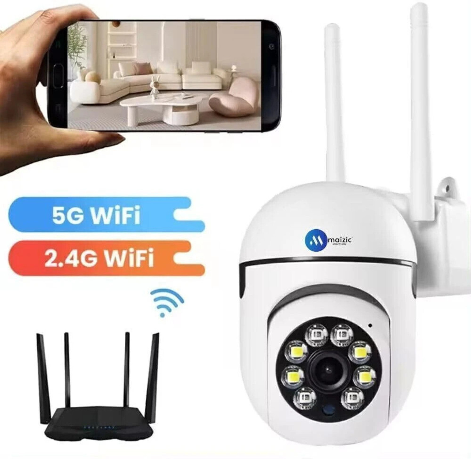 Image of Maizic Smarthome 3MP Fox PTZ WIFI Camera With Color Night Vision & Intelligent Alarm Security Camera