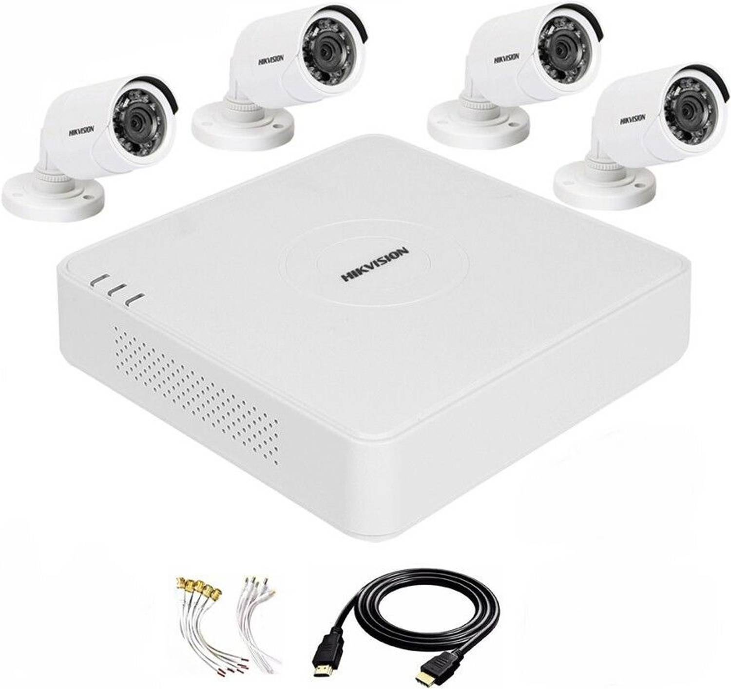 HIKVISION 4 Channal TURBO HD DVR 1080p 1Pcs,Outdoor Camera 2 MP 4Pcs,HDMI cable 1Pcs,Bnc & Dc connectors,combo set Security Camera