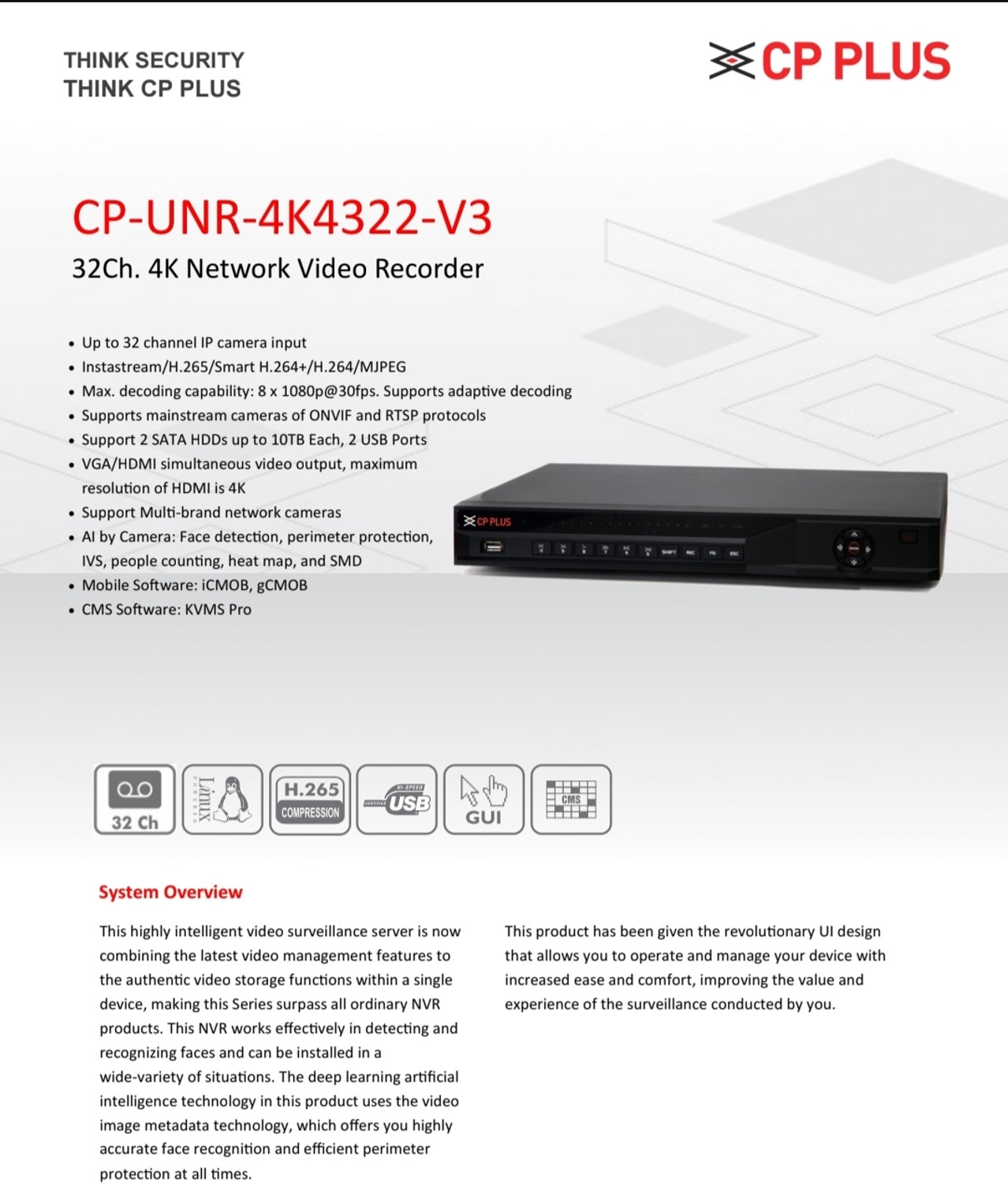 Image of CP PLUS CP-UNR-4K4322 Security Camera