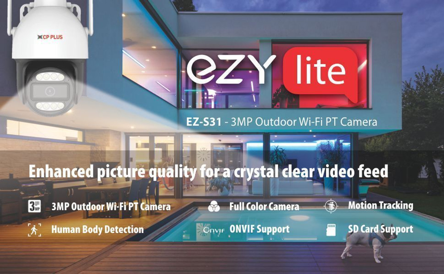Image of CP PLUS EZ-S31 3MP FULL COLOUR PT WI-FI OUTDOOR CCTV CAM WITH TWO WAY AUDIO Security Camera