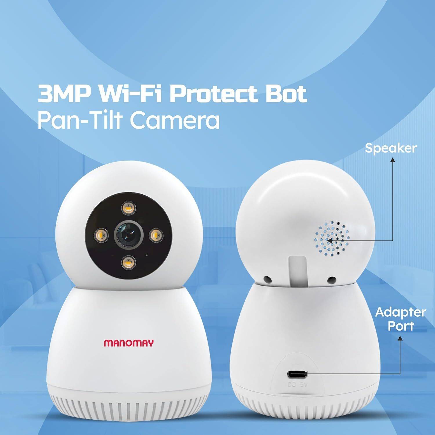 Manomay 3MP WiFi Wireless Pan-Tilt CCTV Camera - Image 2
