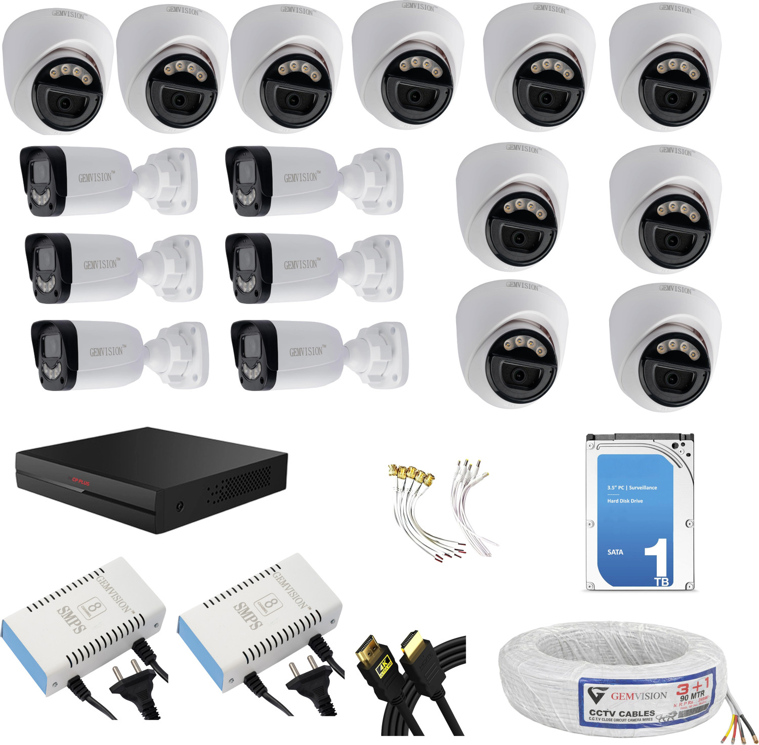 Image of CP PLUS 16 Camera 3MP CCTV Security Combo with 16CHDVR 1TB HDD Complete Installation Kit Security Camera
