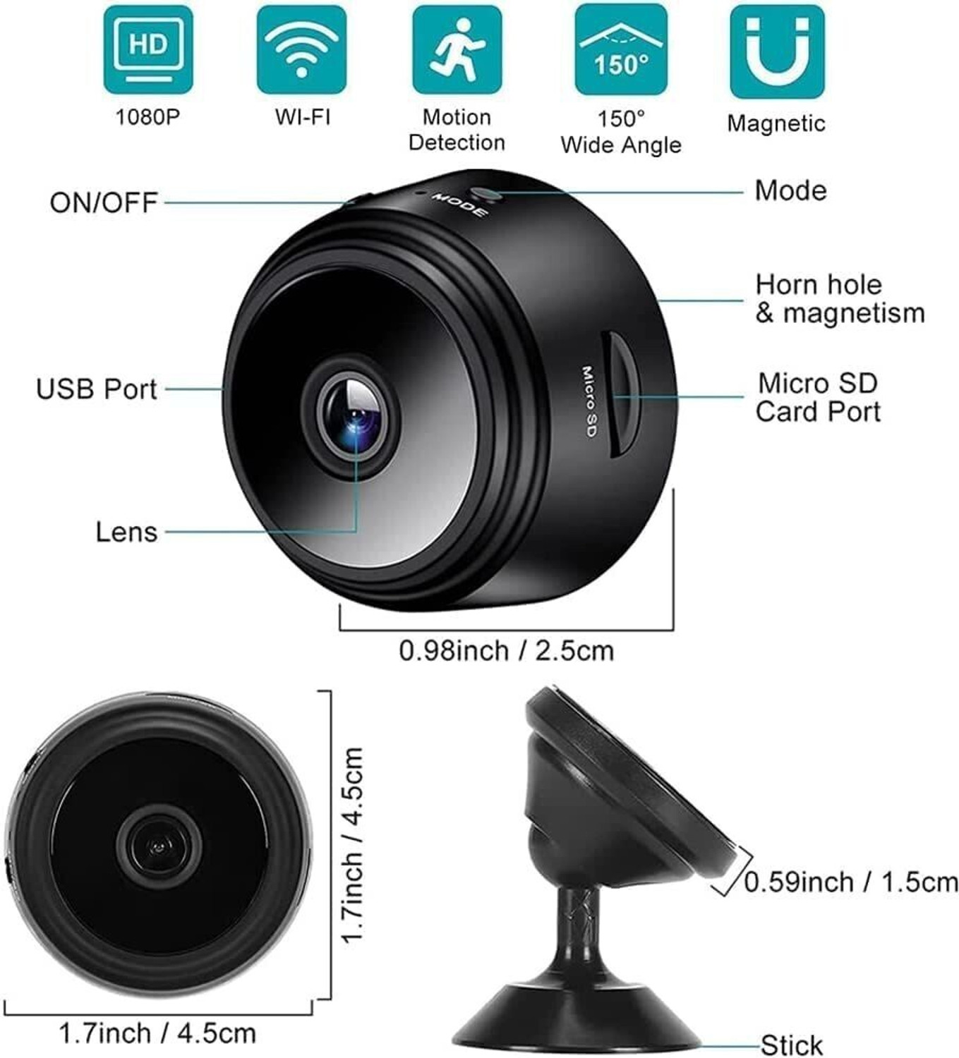 Image of SKY HUB WiFi 1080P Spy Camera Magnetic Hidden Nanny Audio Live Video Security Camera