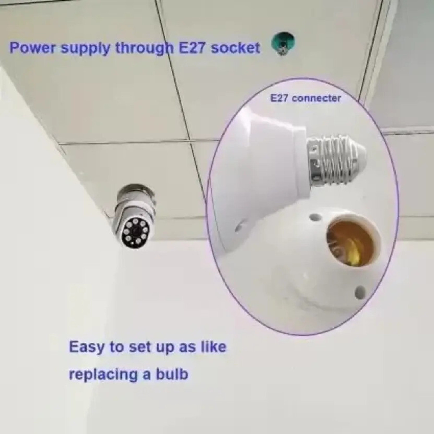 Image of SKY HUB Wireless Bulb Shape PTZ V380 Pro Indoor 360 Spy Camera cctv camera for home Security Camera