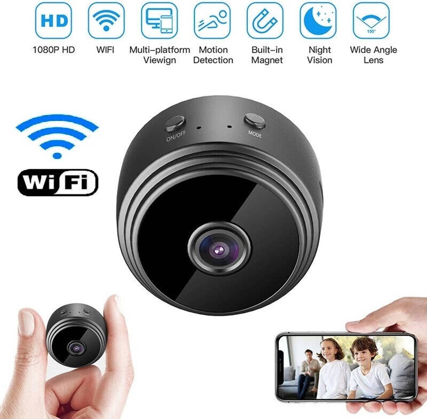 AVOIHS Wireless WiFi Hidden CCTV 1080p Magnet Camera Nana App for Home Office Meetings Security Camera