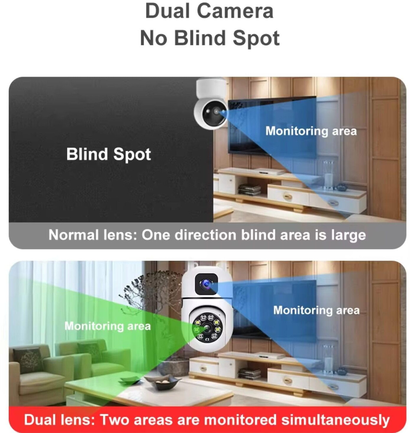 Image of GOSTO Dual Screen 4+4 MP WiFi CCTV Camera with 1440 Px 360 View 3.3 IP Camera Camera