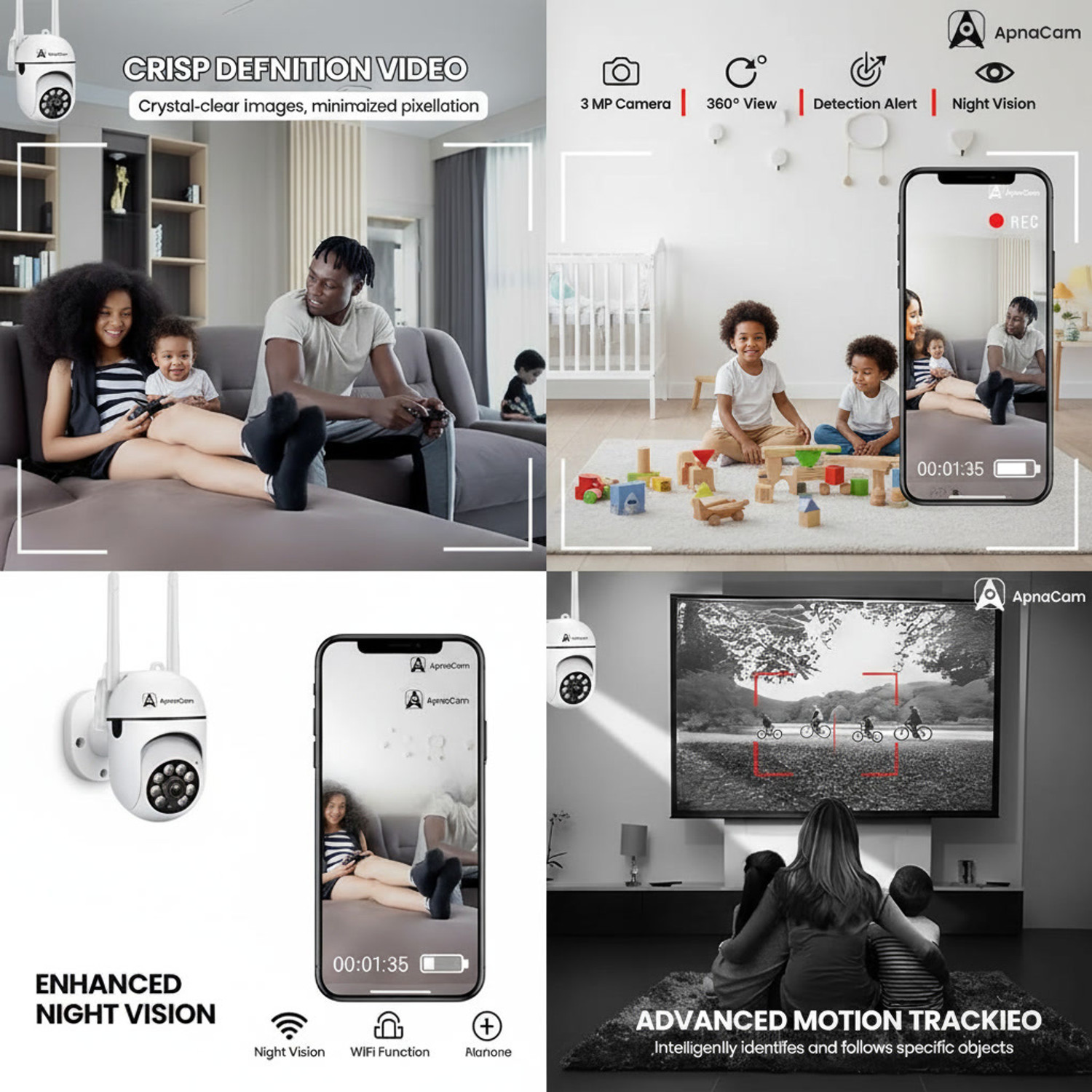 Image of ApnaCam 5MP FHD WiFi Mini Fox PTZ 360 View, Two-Way Audio Wireless Home & Office Security Camera