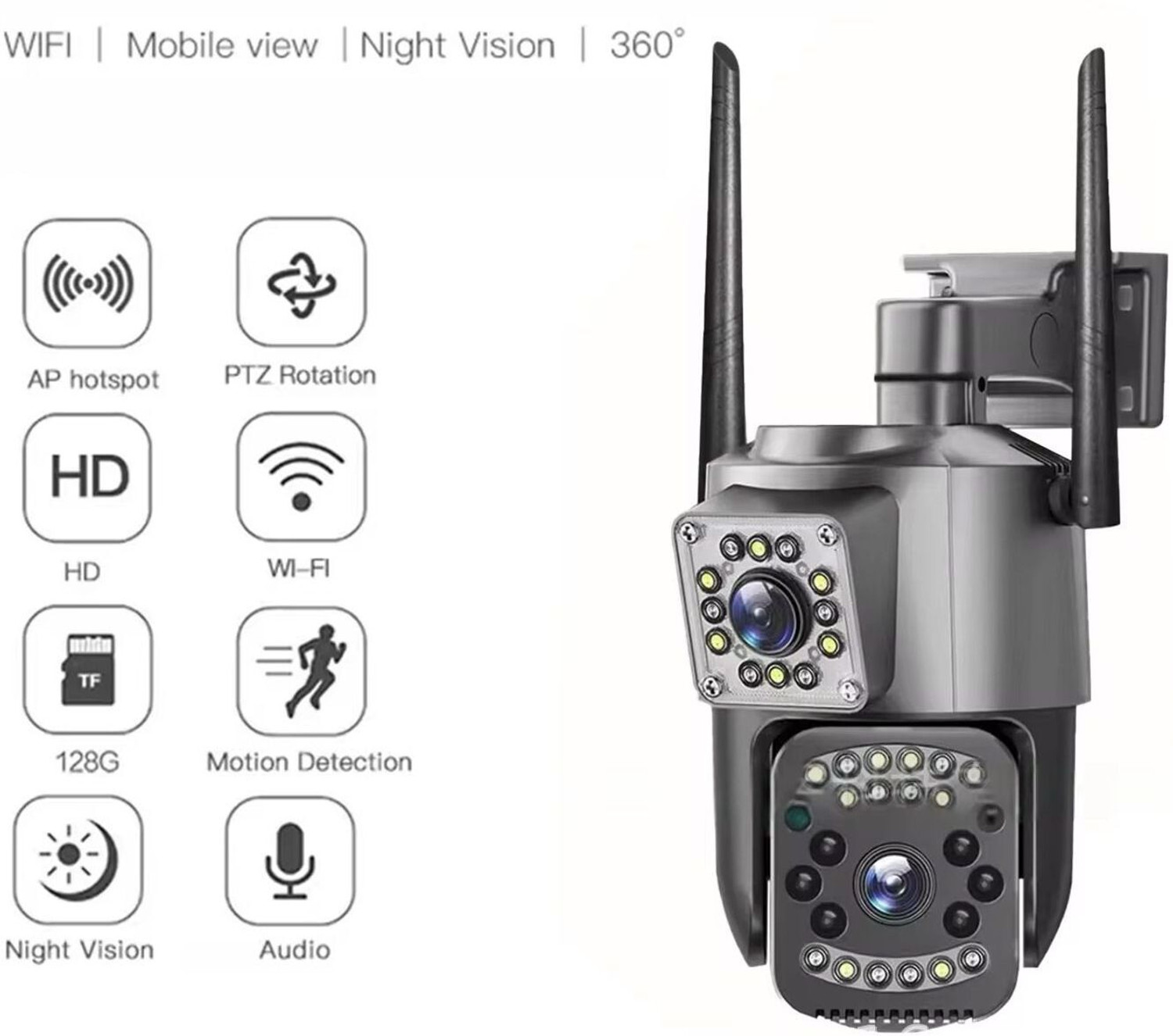 Image of TiMUR Wi-Fi dual 8+8 mp camera cctv 4K Teo way audio ko Security Camera