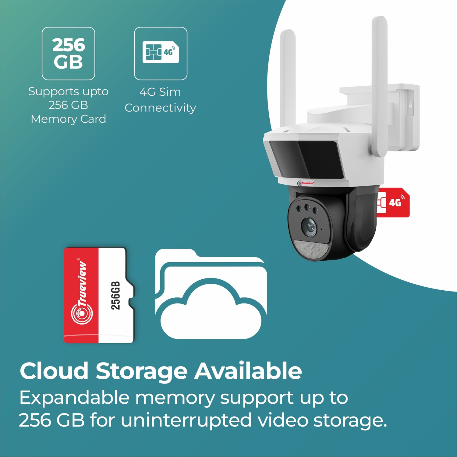 Image of Trueview 3MP STQC 4G Mini PT Smart Tracking All Time Color Outdoor Night Vision Security Camera