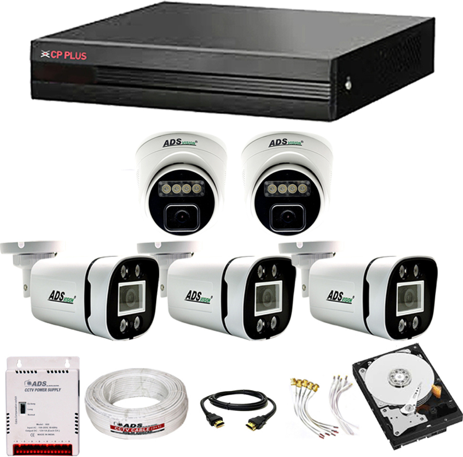 Image of CP PLUS 8CH. HYBRID DVR 2DOME 3BULLET COLORVU NIGHT VISION AUDIO CAMERA WITH 500GB HDD Security Camera