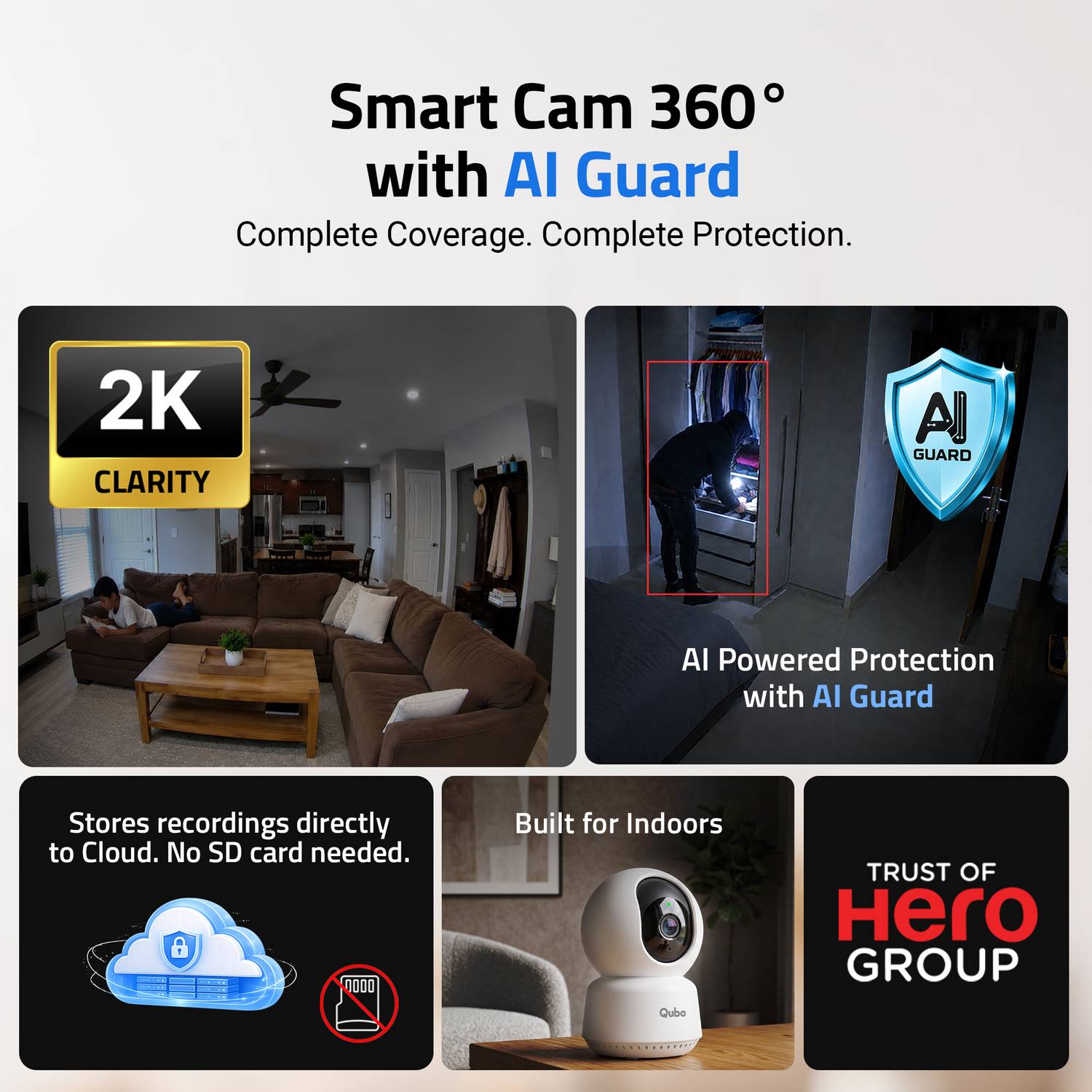 Qubo Smart 360 2K 3MP AI Security Camera - Image 2