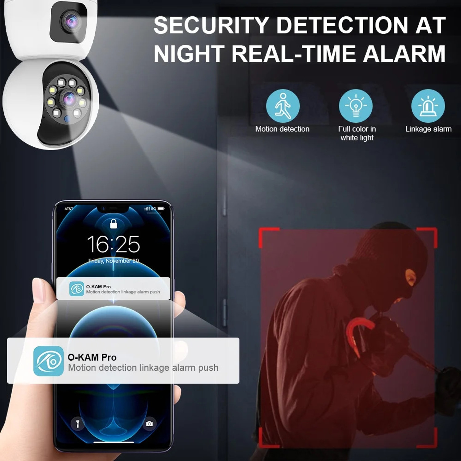 Image of Bzrqx Smart Home Security Camera WiFi 1080P DUAL LENS PTZ 360 Wireless Auto Tracking Security Camera (128 GB, 1 Channel)