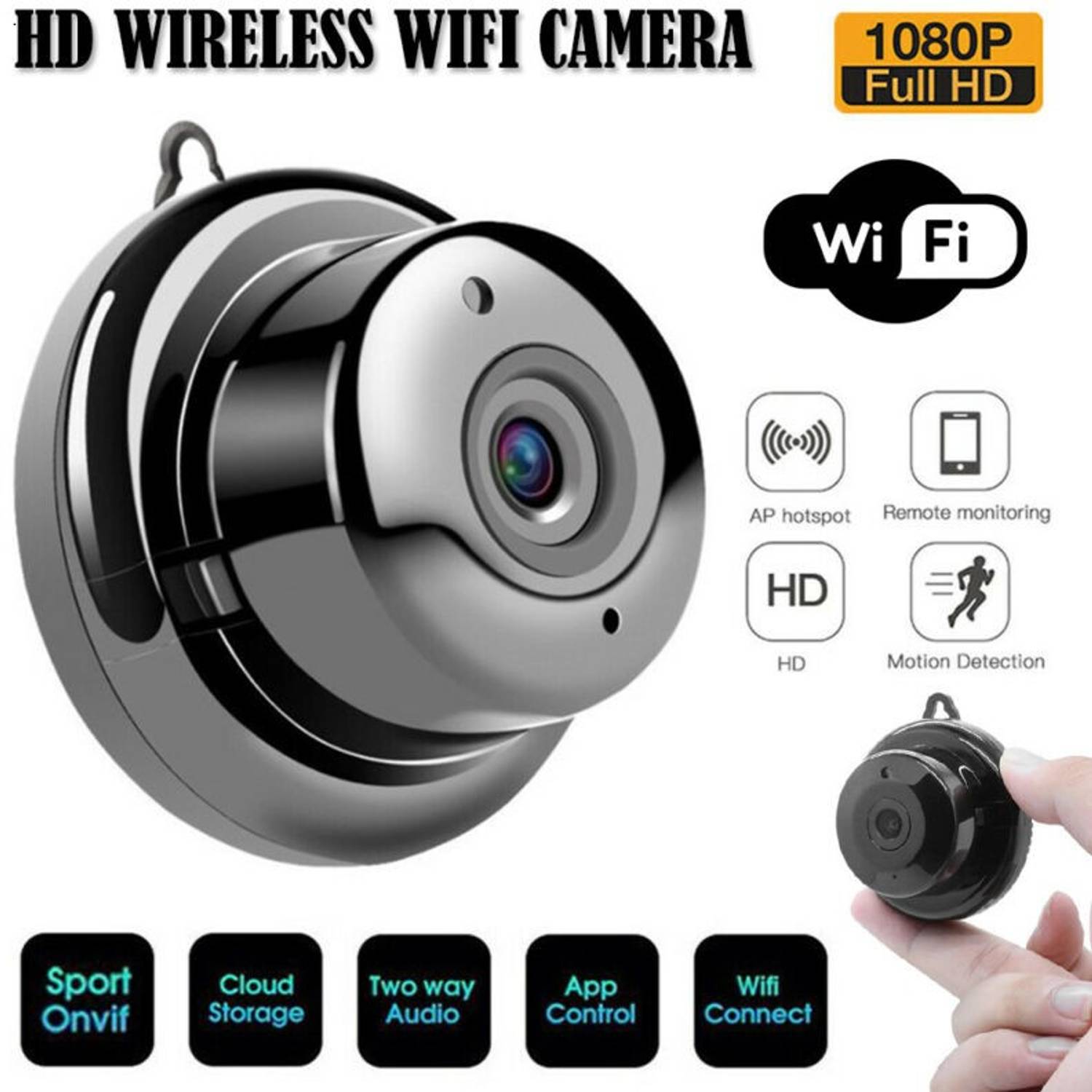 Bzrqx 1080p HD Mini WiFi Hidden Camera Live on Mobile App Supports 64GB Indoor Outdoor Security Camera