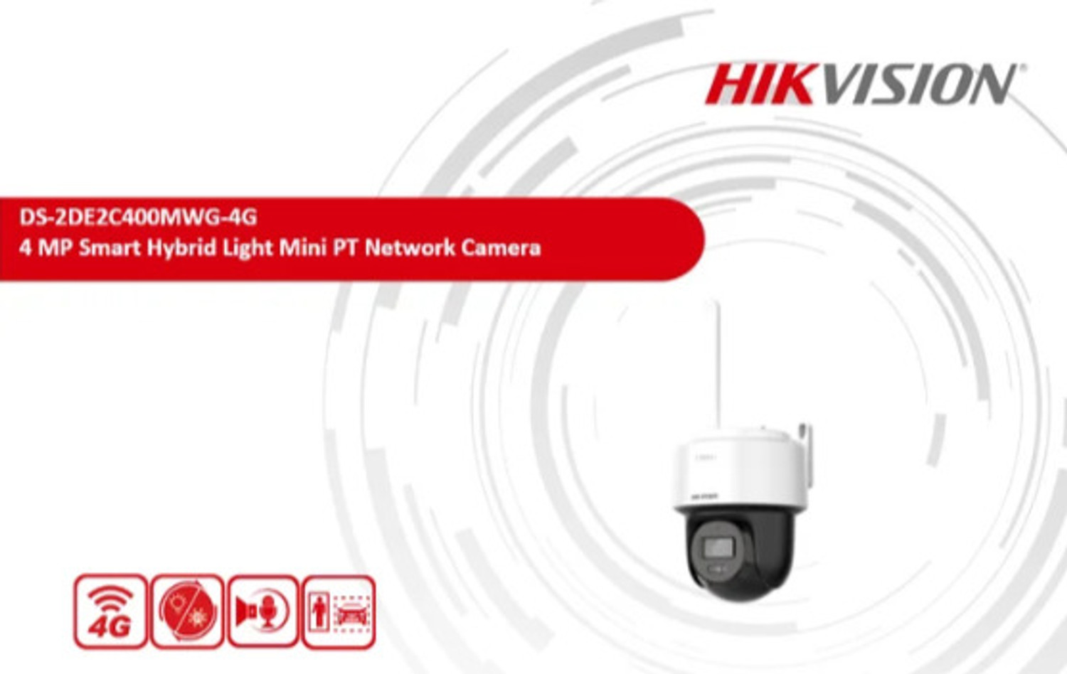 Image of HIKVISION DS-2DE2C400MWG-4G 4MP Mini PT 4G Network Camera or Smart 4G Hybrid Light Camera Security Camera