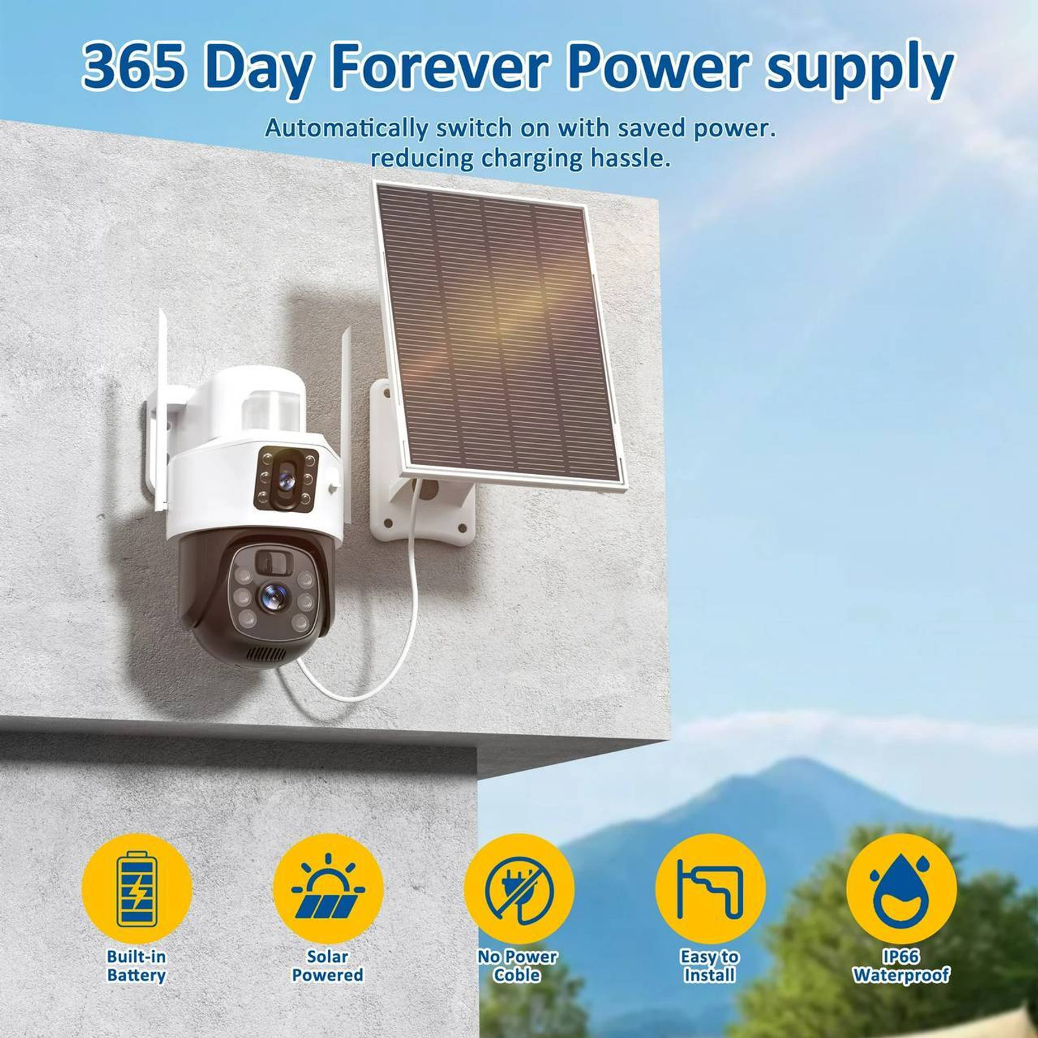 Image of SKY HUB 5+5MP 4G SIM Mini PT Solar Powered Linkage Advanced WIRELESS CCTV Surveillance Security Camera