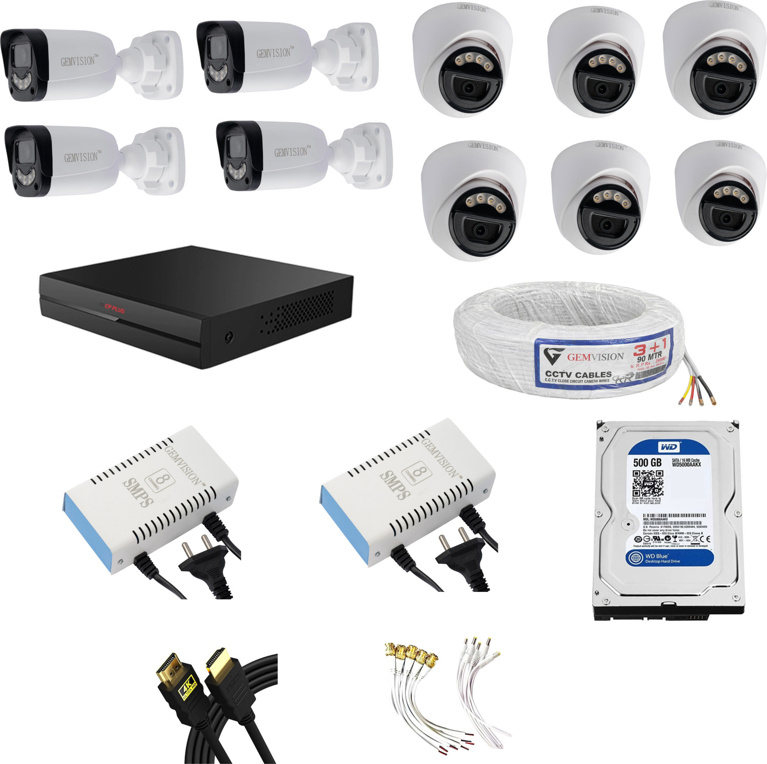 Image of CP PLUS 3MP Color Night Vision CCTV Camera Set 6 Indoor 4 outdoor Camera 16CH DVR Security Camera
