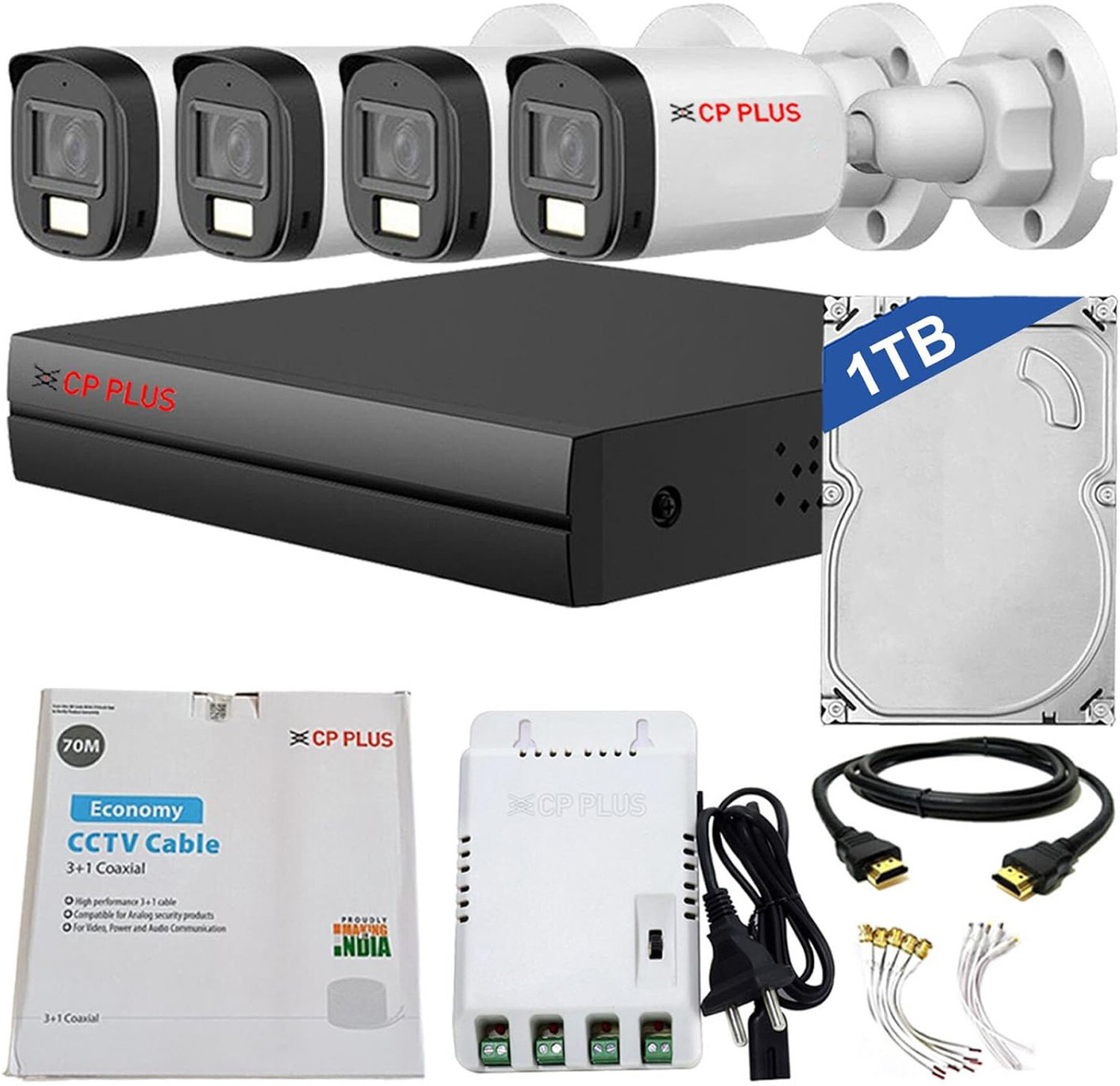 Image of CP PLUS 4 Channel HD DVR,Secure All corner Color Day & Nightvision 2.4MP Audio Outdoor Security Camera