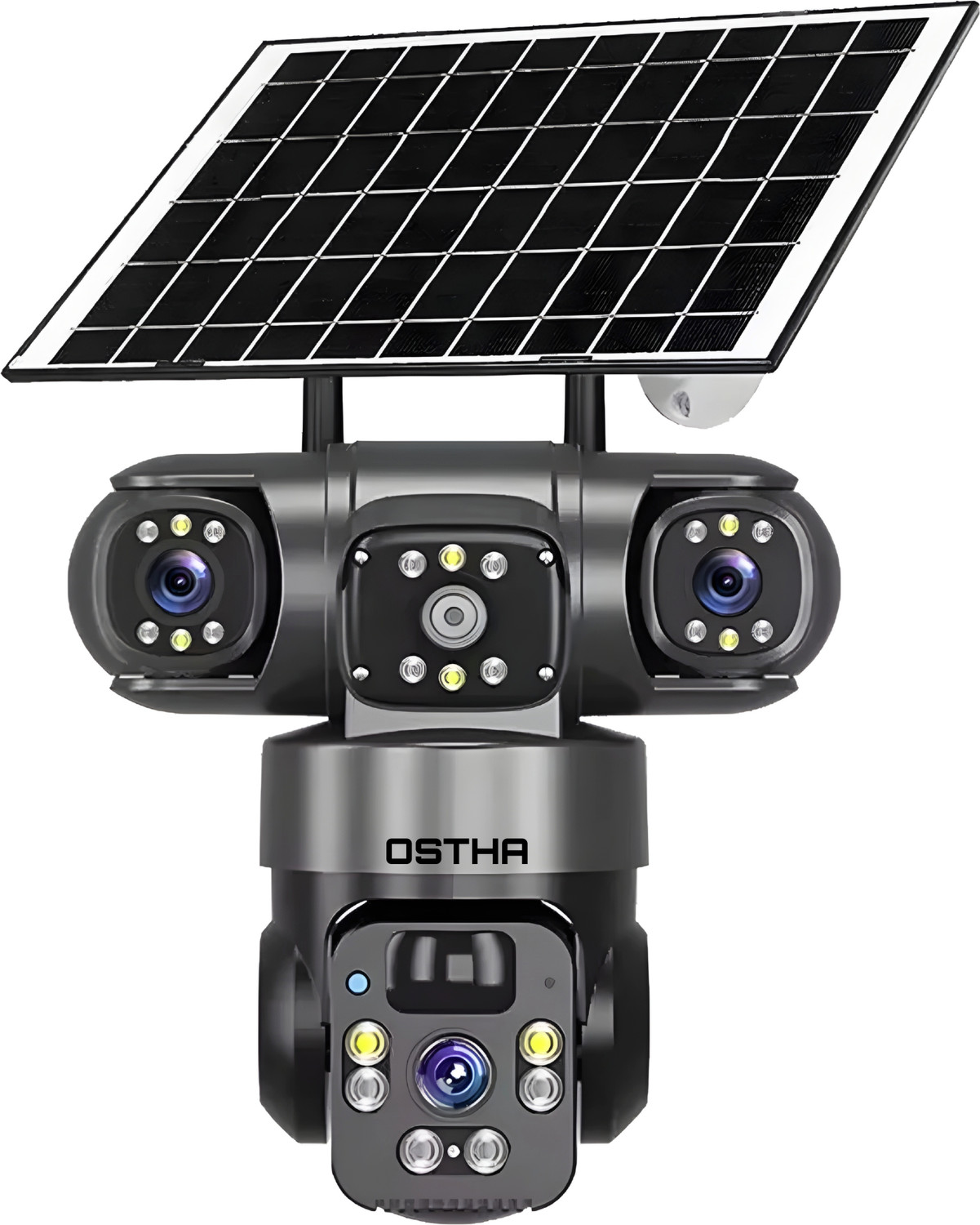 Image of OSTHA 15MP Full HD Smart 4G Sim Solar Powered 360View 3 Lens 2 way audio waterproof Security Camera