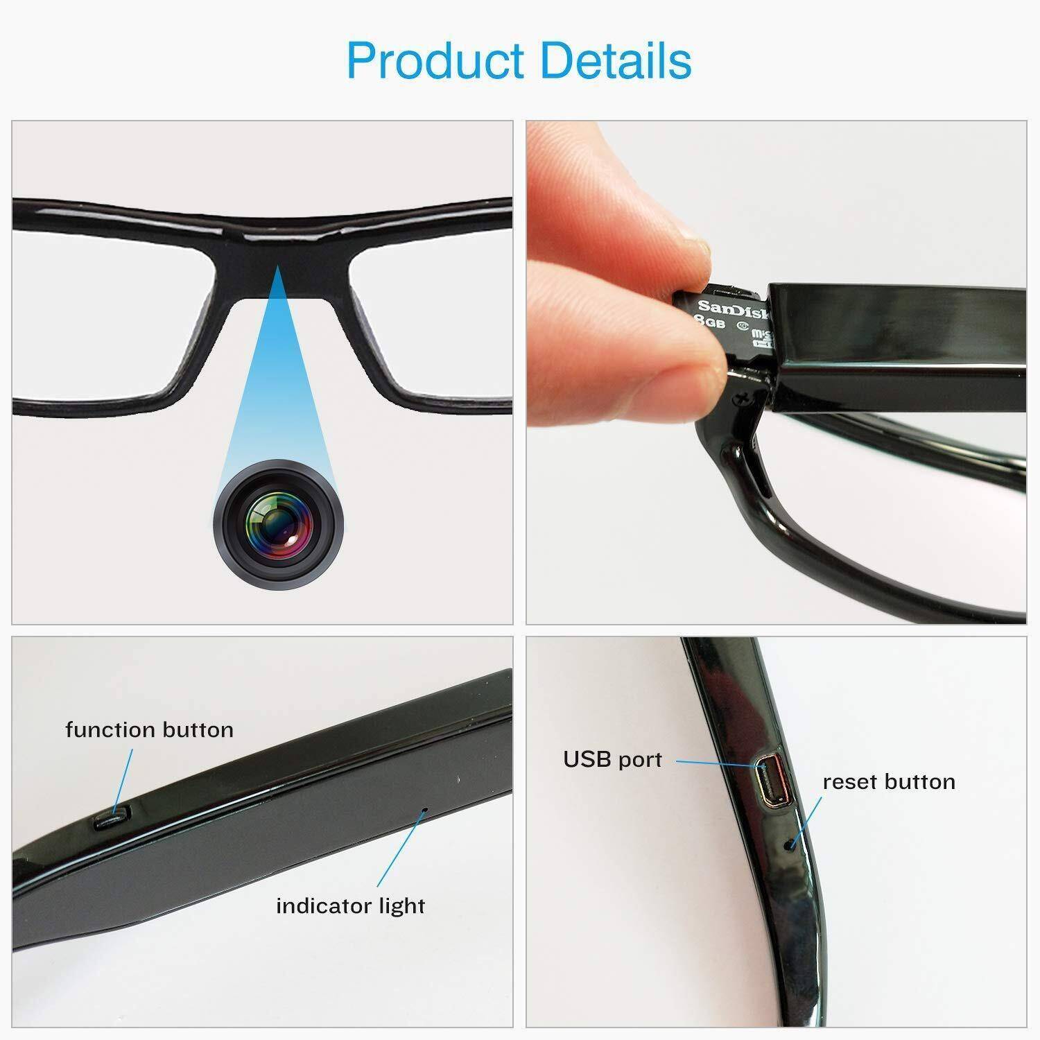 FEERO Spy 1080P HD Glasses 128GB - Image 3