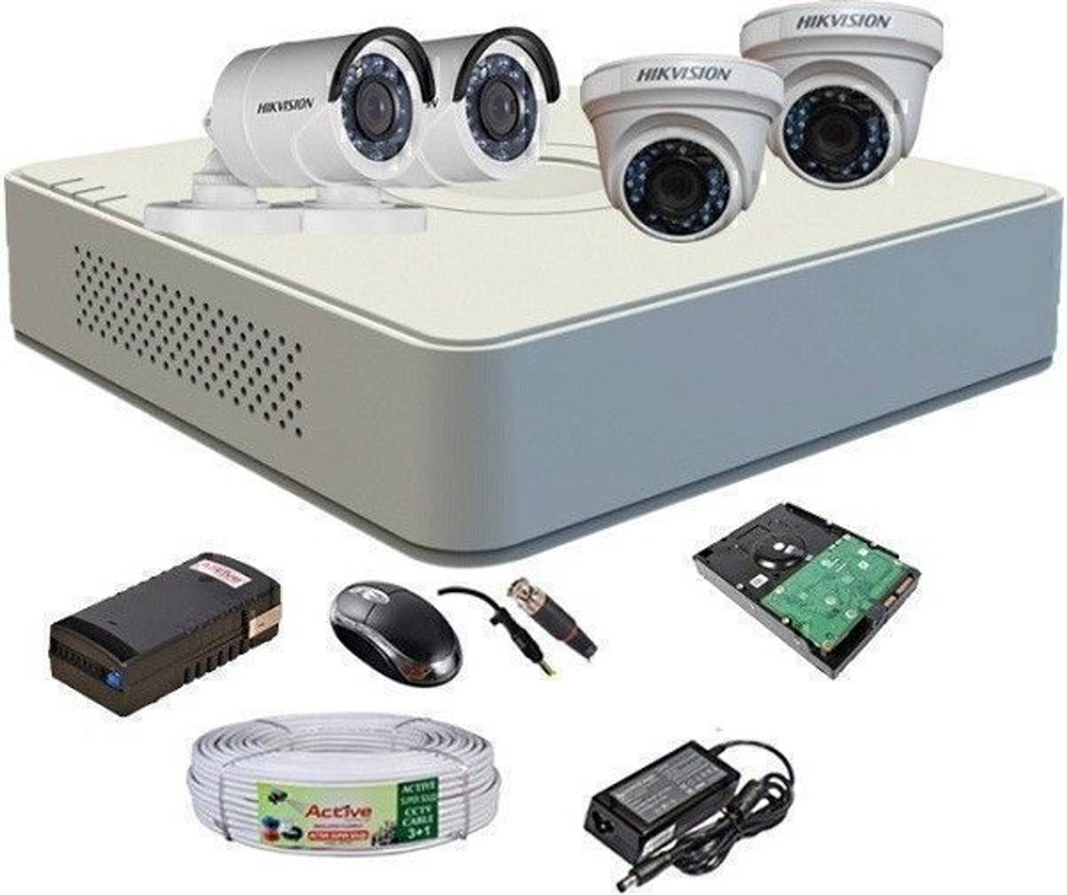 HIKVISION FULL HD 4CH DVR 2DOME500GB 2BULLET 2MP 1080P WITH Security Camera