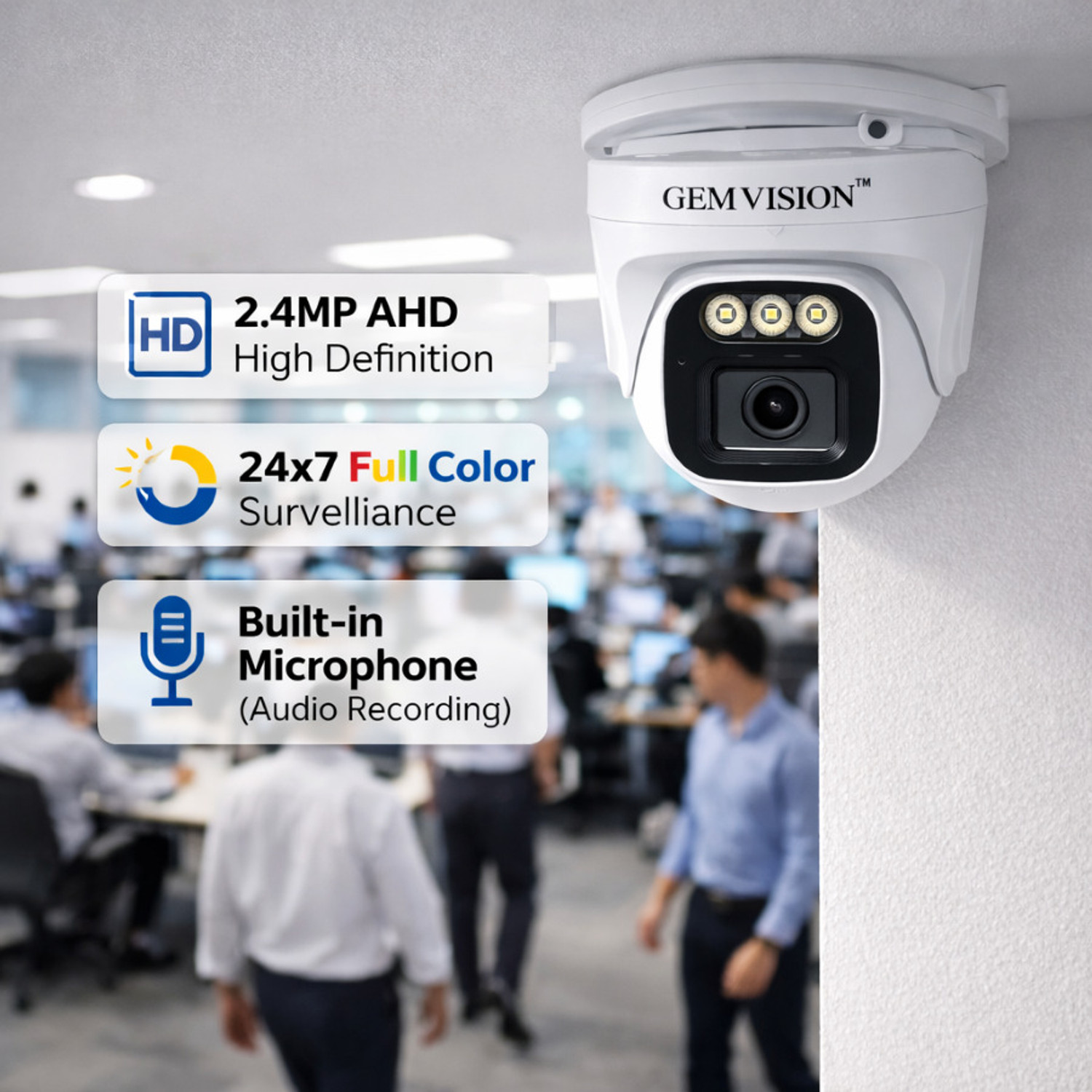 Image of CP PLUS 4 Channel 3MP Color Night Vision CCTV Camera System with Audio 1 Bullet 1 Dome Security Camera