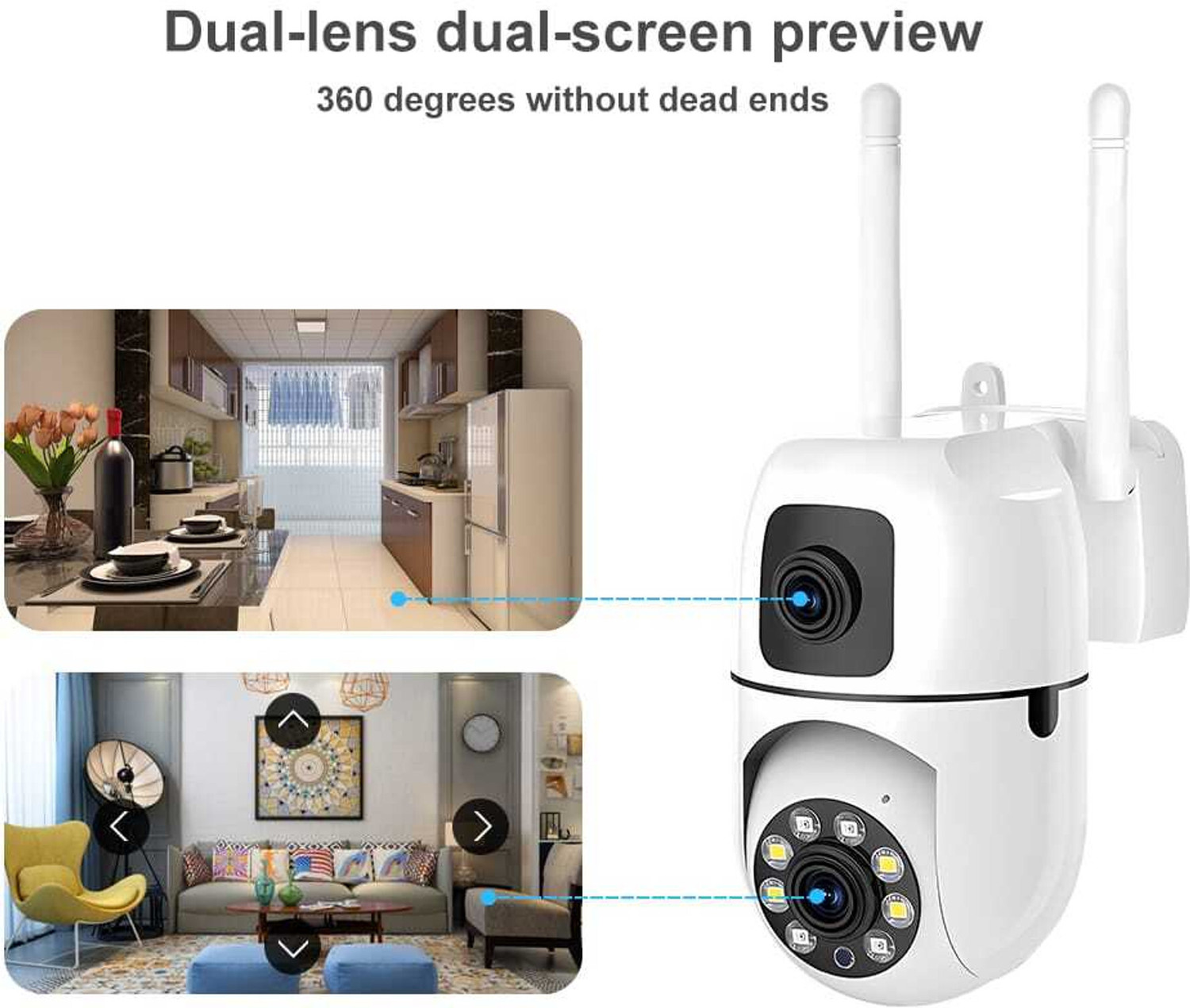 Image of SKY HUB 5+5MP Wifi FHD Mini Dual Lens /Screen 2in1 PTZ+Bullet Indoor CCTV Security Camera