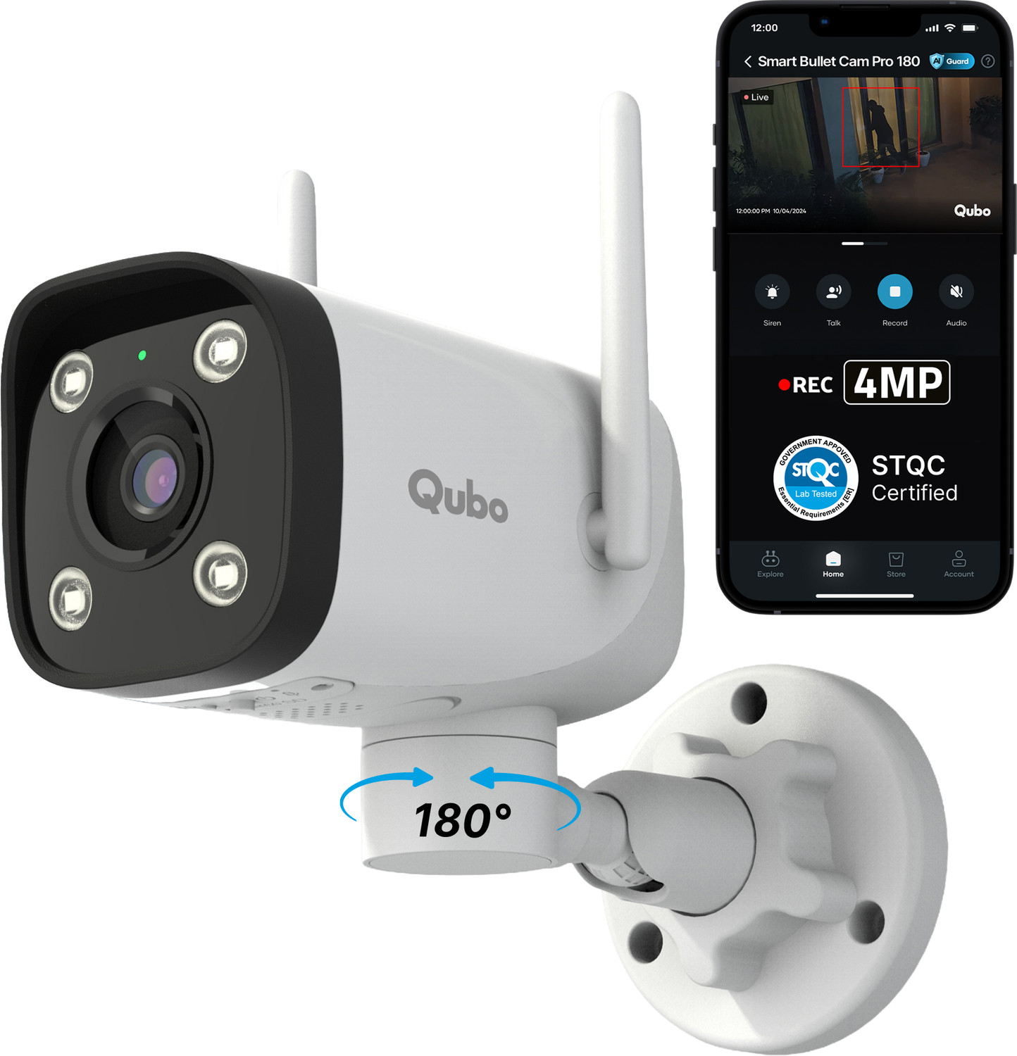 Image of Qubo Smart Bullet Cam Pro 180˚(4MP) Security Camera