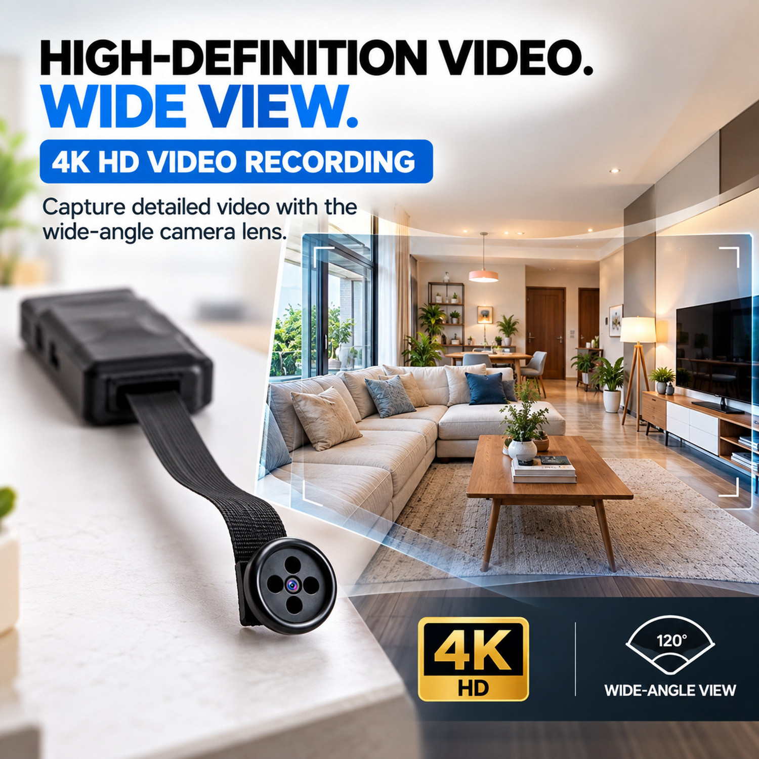 Image of MICAWAS 4K Ultra HD WiFi Button Spy Camera Security Camera (1 Channel)