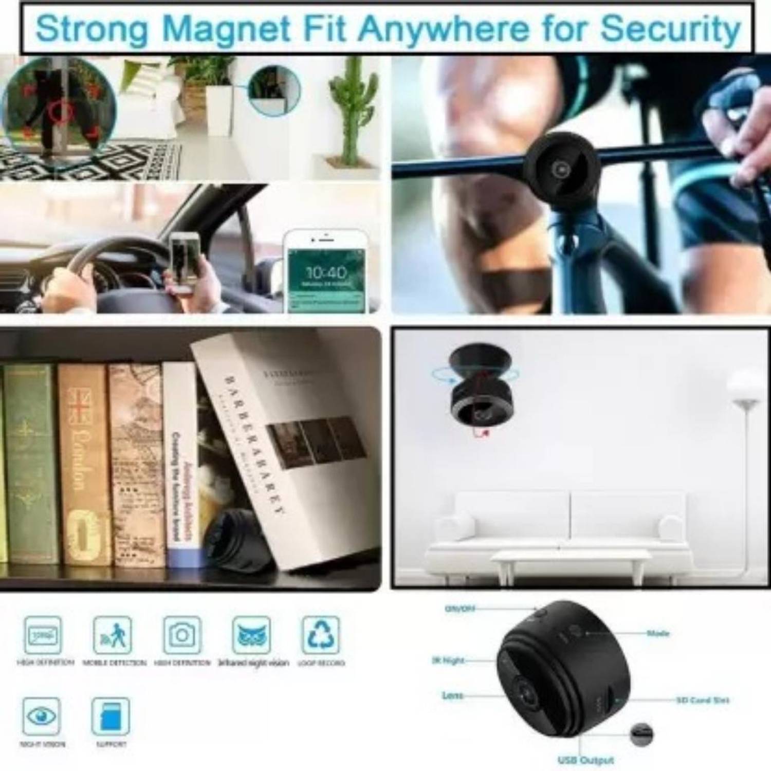 SATTOBISION WiFi HD Camera CCTV 1920*1080p Wireless IP Hidden CCTV Spy Secret Camera Security Camera