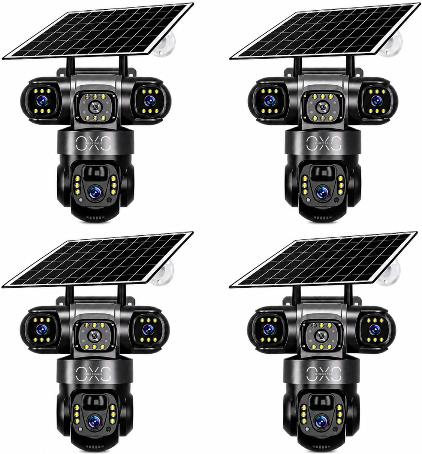 Image of OneXsale 12MP FHD 4G Solar Powered 360View PTZ 3 Lens Night Vision Security Camera