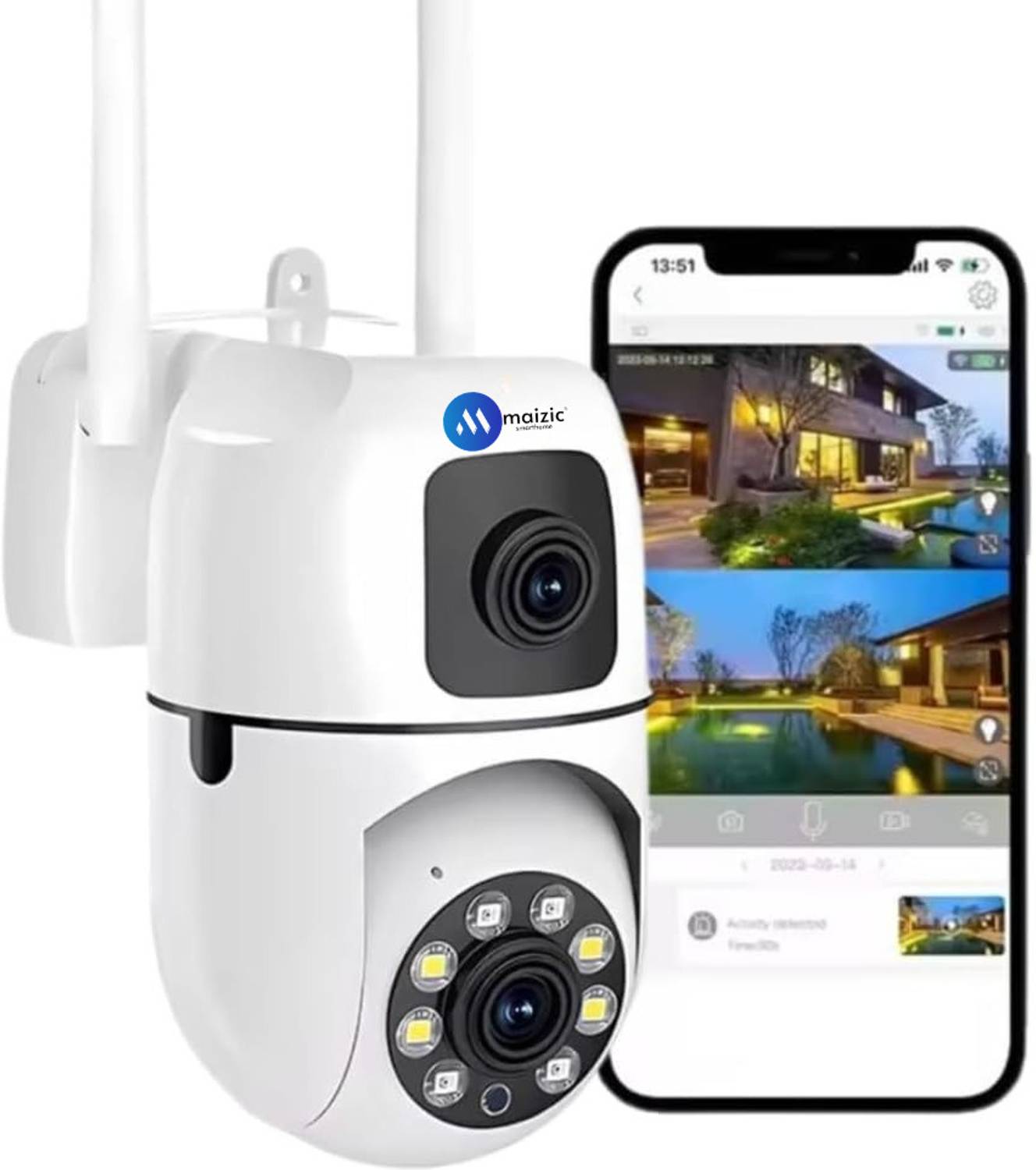 Maizic Smarthome Dual Lens Mini Fox 5+5MP WiFi CCTV Camera - Image 1