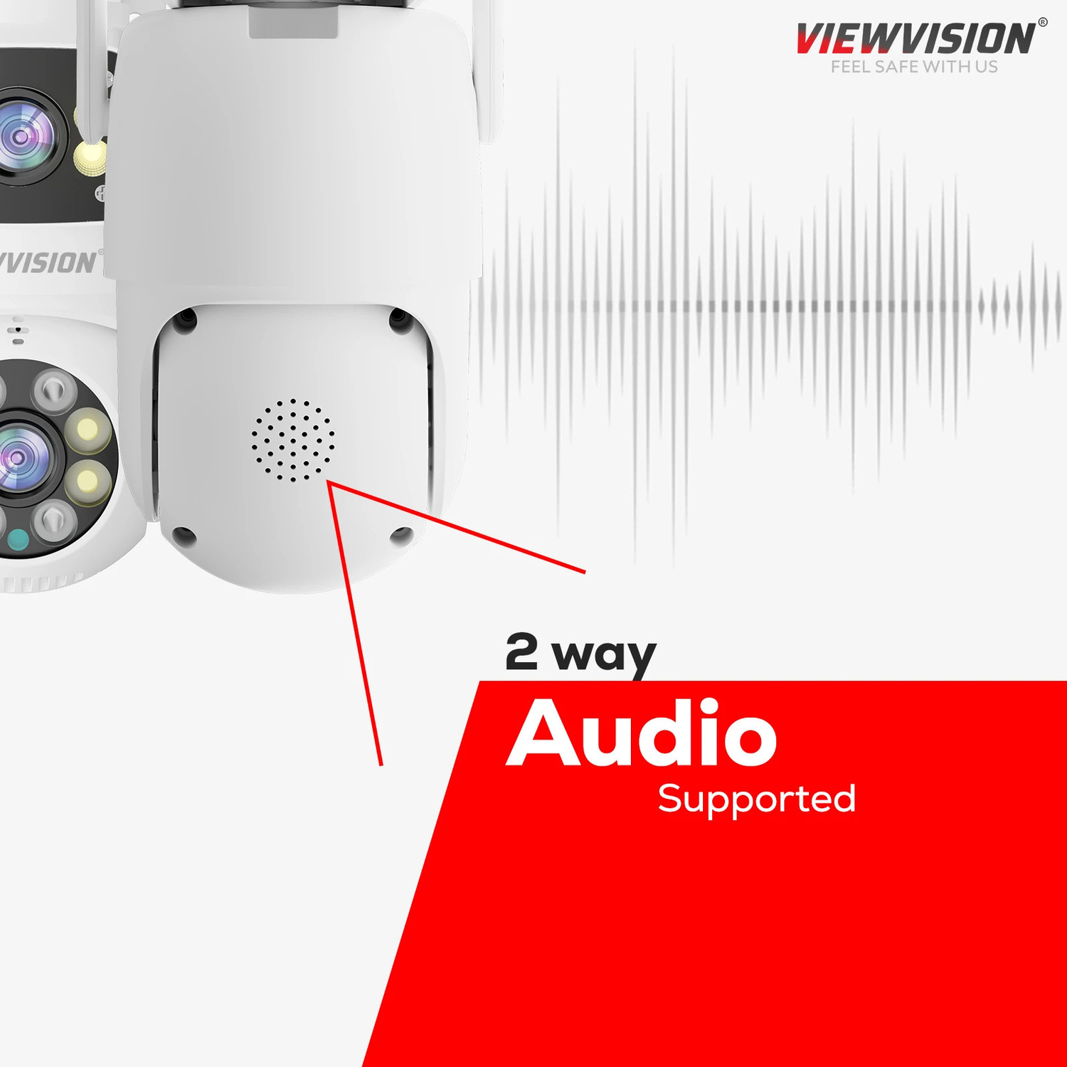 Image of Viewvision AT-R2H Full HD 1080p 3MP+3MP Dual Lens Linkage (360) Pan /Tilt Wi-Fi 2 Way Talk Security Camera
