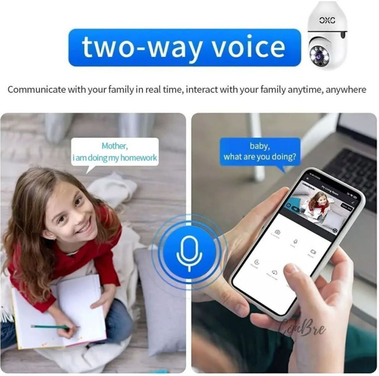 Image of OneXsale 5MP HD WiFi Bulb Holder Night Vision Indoor /Outdoor Home Office Monitoring CCTV Security Camera