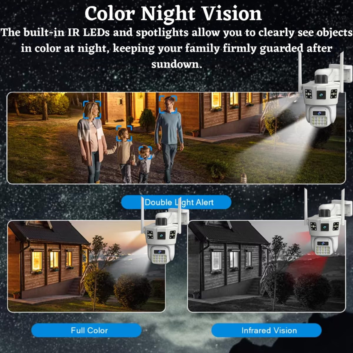 Image of Maizic Smarthome Tricam White 2K 6+6 MP 2 lens+3 Screens Outdoor Wifi CCTV Security Camera
