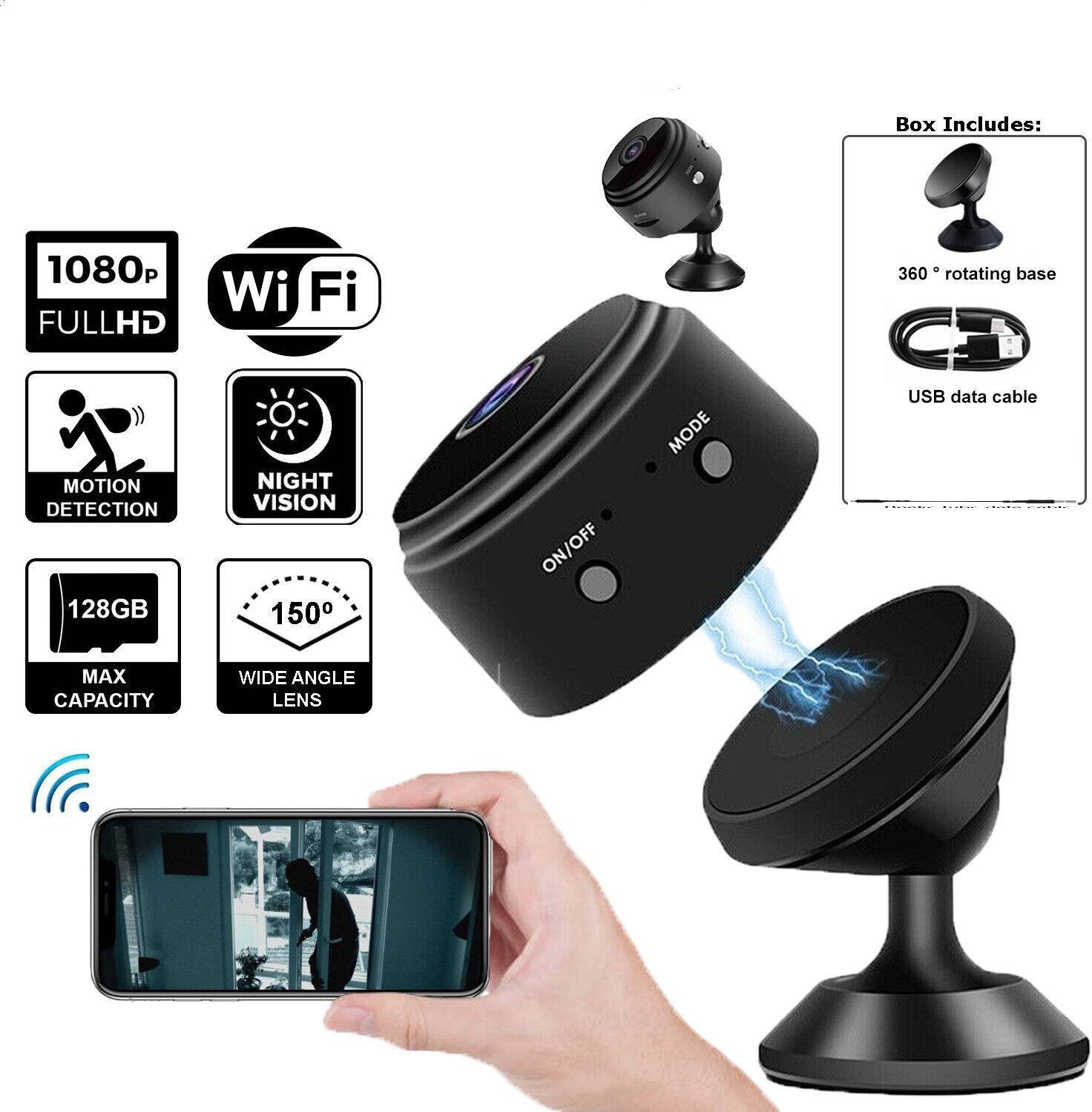 AVOIHS 1080p Wifi Wireless Spy Hidden Live View Camera Built-in Battery Night Vision Security Camera