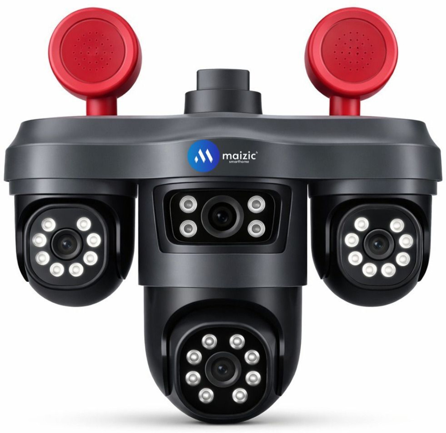 Image of Maizic Smarthome TRIGENIE Siren WiFi Triple Lens 5MPx3 AI PTZ Outdoor Camera, Color Night Vision Security Camera