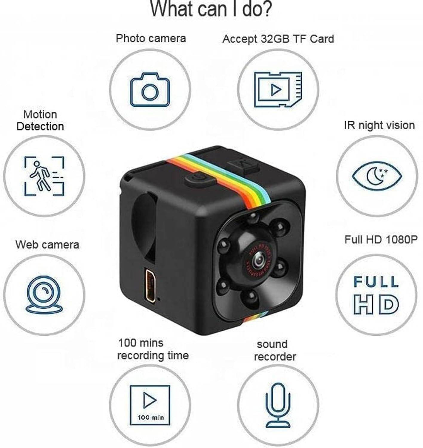 Tazomi 1080P Mini Spy Camera with Low Light Vision Mini Portable